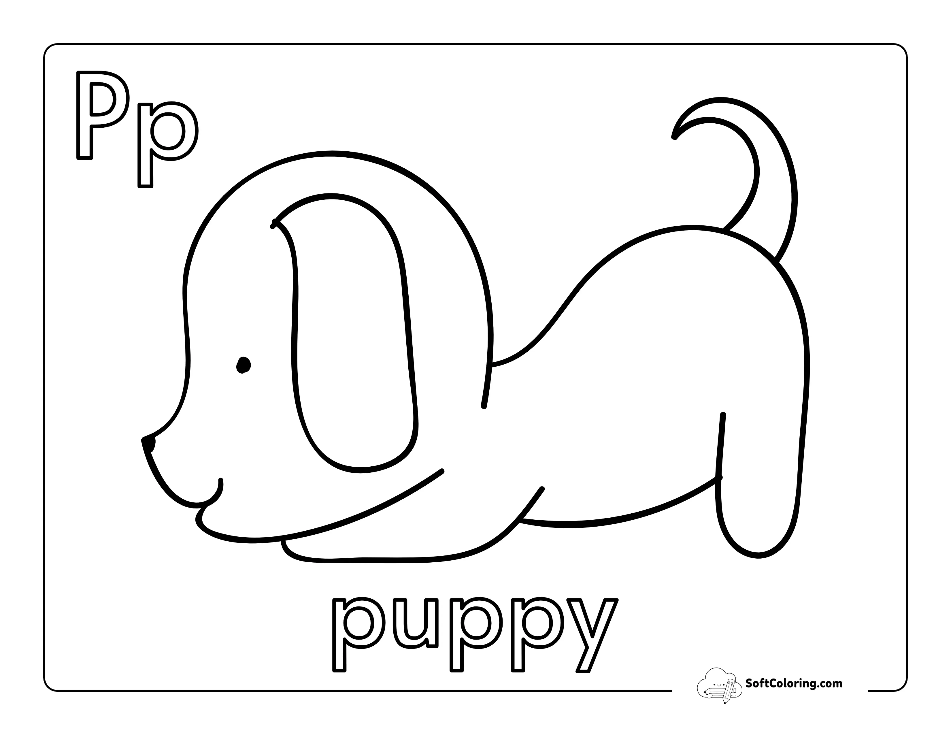Cute Puppy Dog Coloring Sheet For Kids - Easy