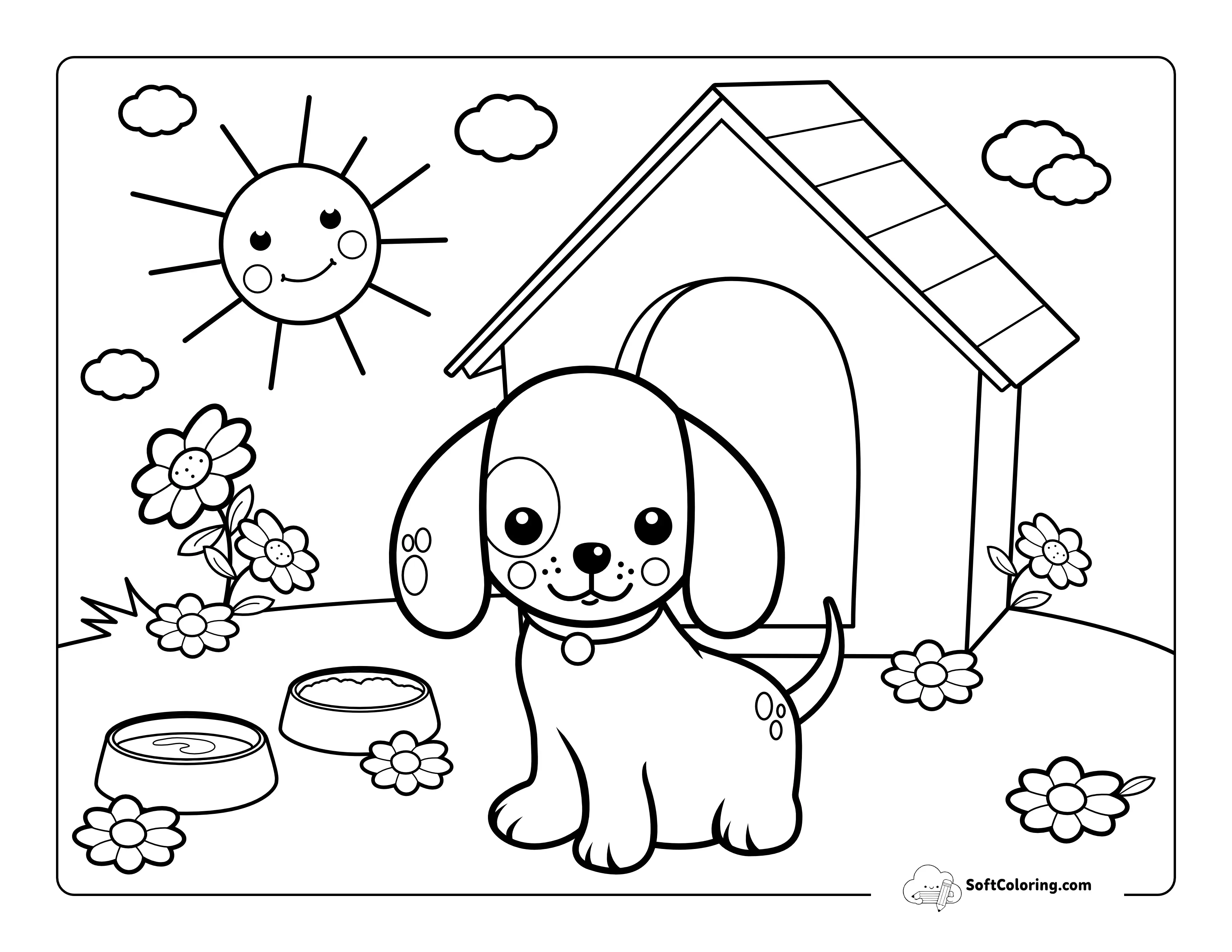 Cute Puppy Coloring Sheet For Kids