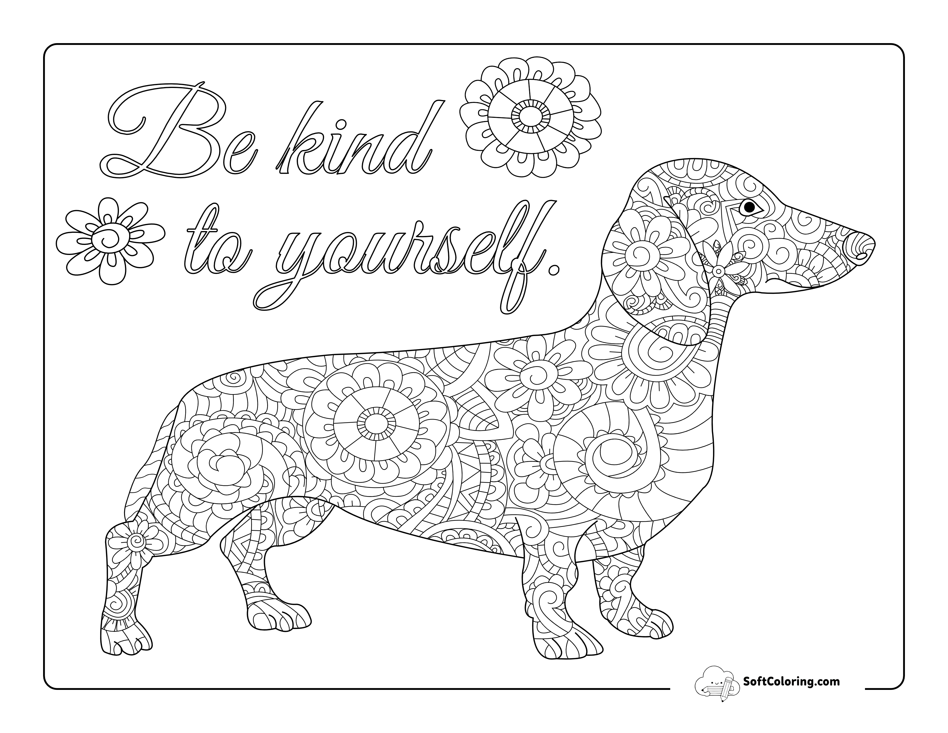 Dachshund Zentangle Dog Coloring Page For Adults