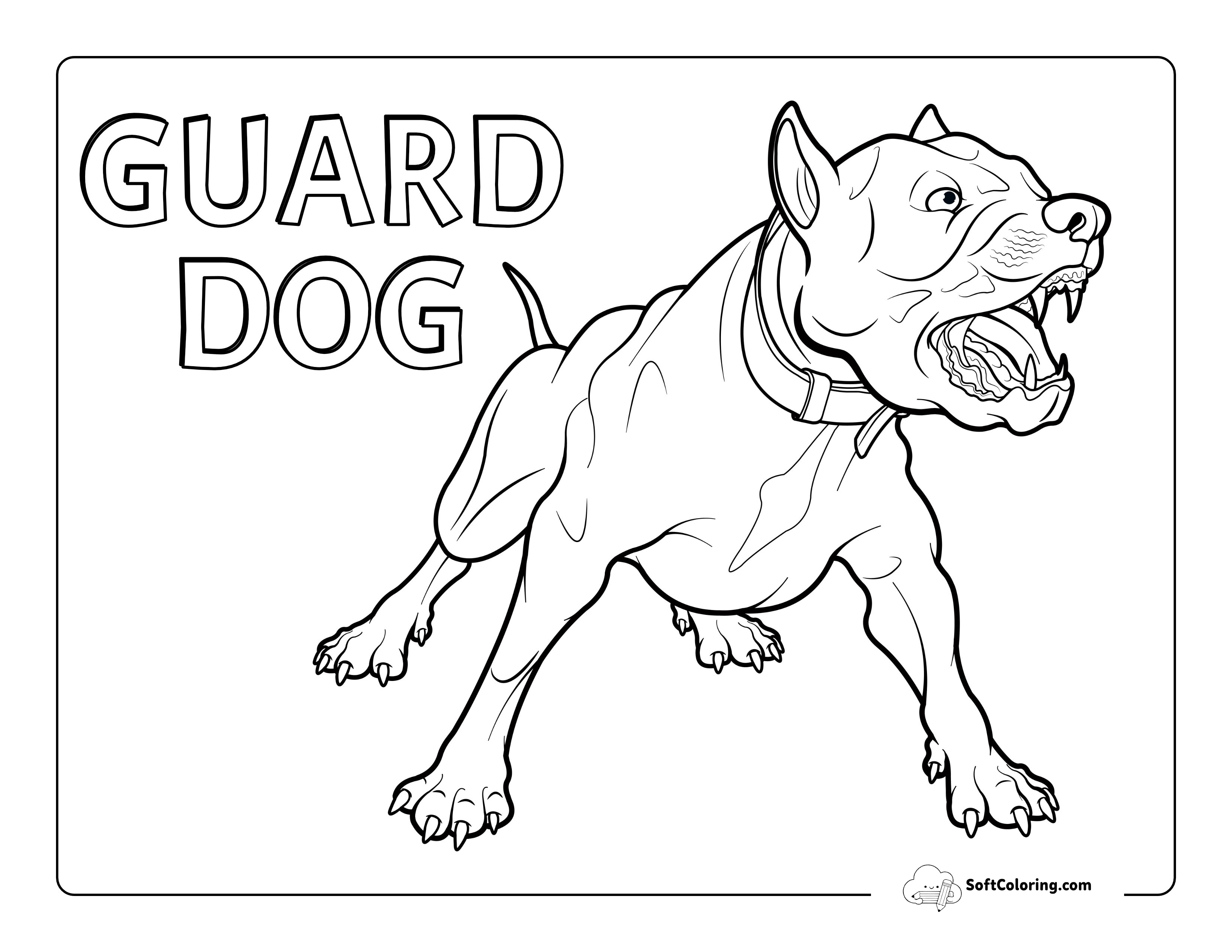 Realistic Fierce Barking Dog Coloring Page