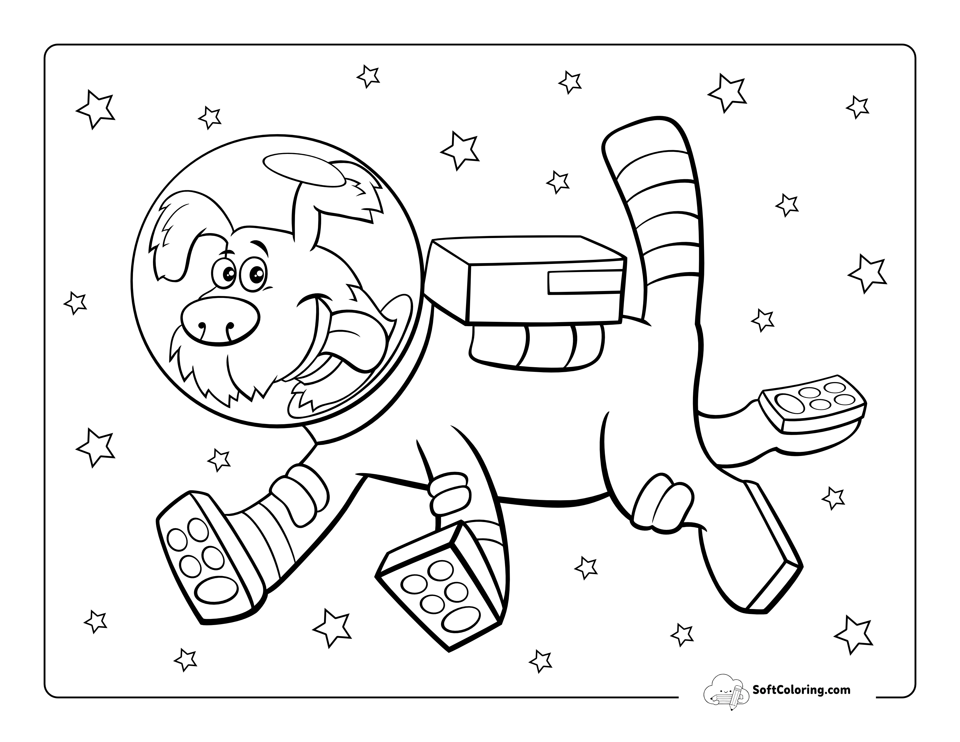 Dog In Spacesuit Funny Space Picture To Color