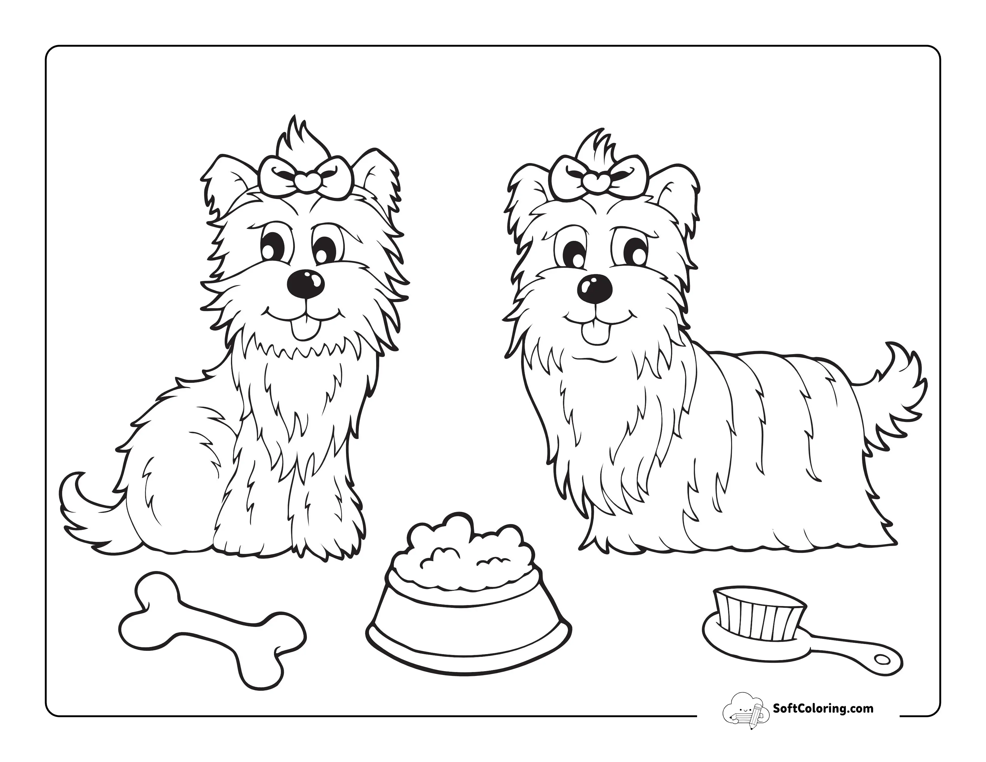 Pretty Dogs Coloring Page For Kids