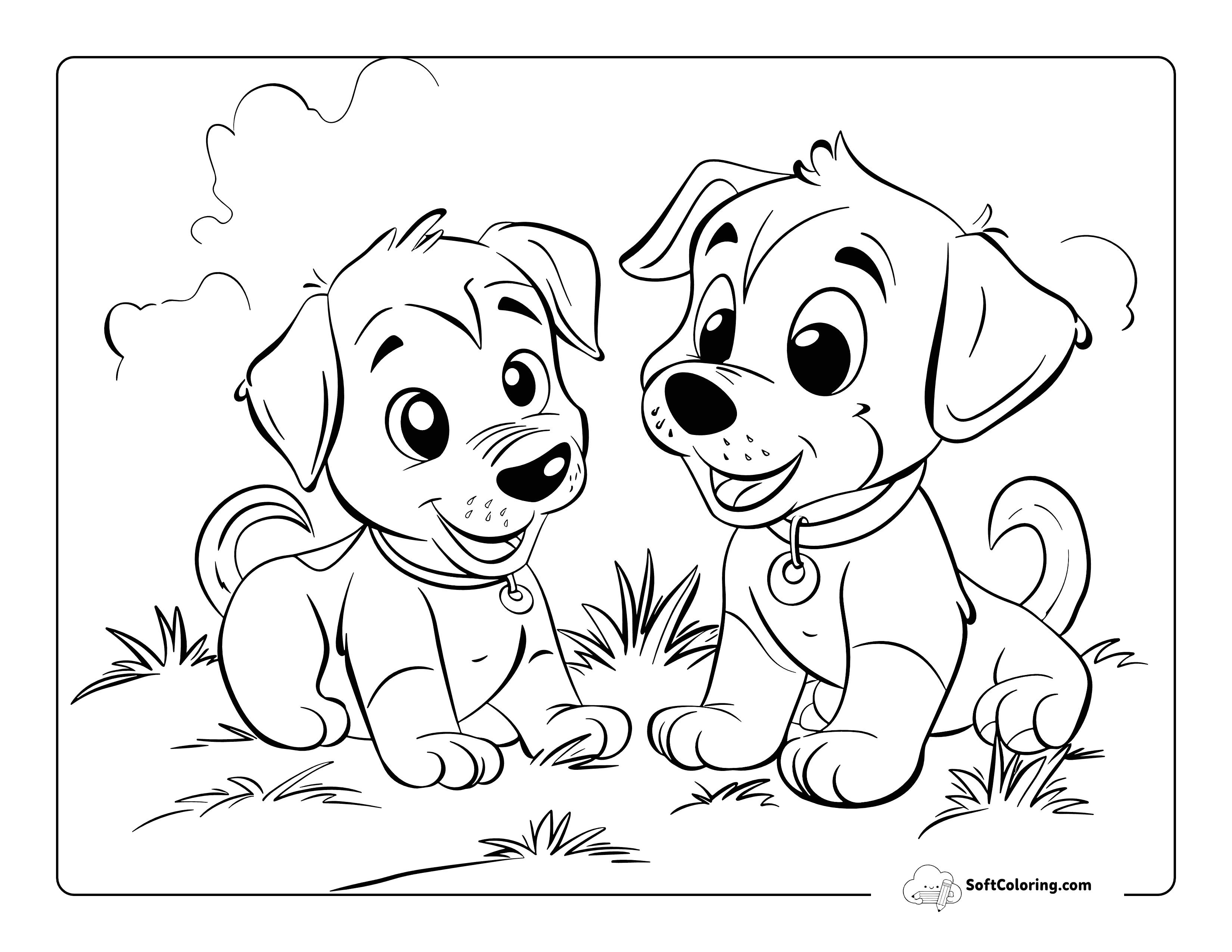 Adorable Puppies Playing Together For Kids