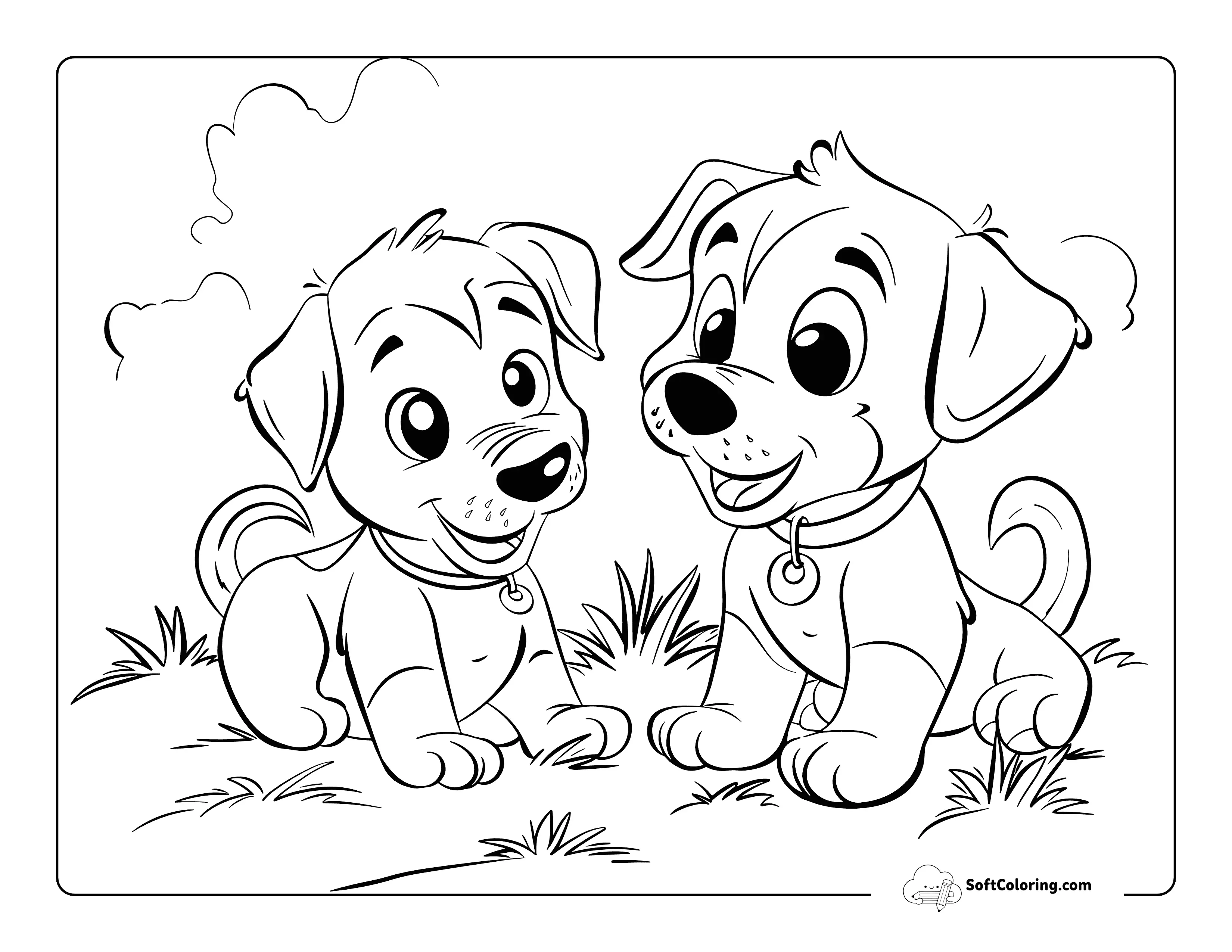 Adorable Puppies Playing Together For Kids
