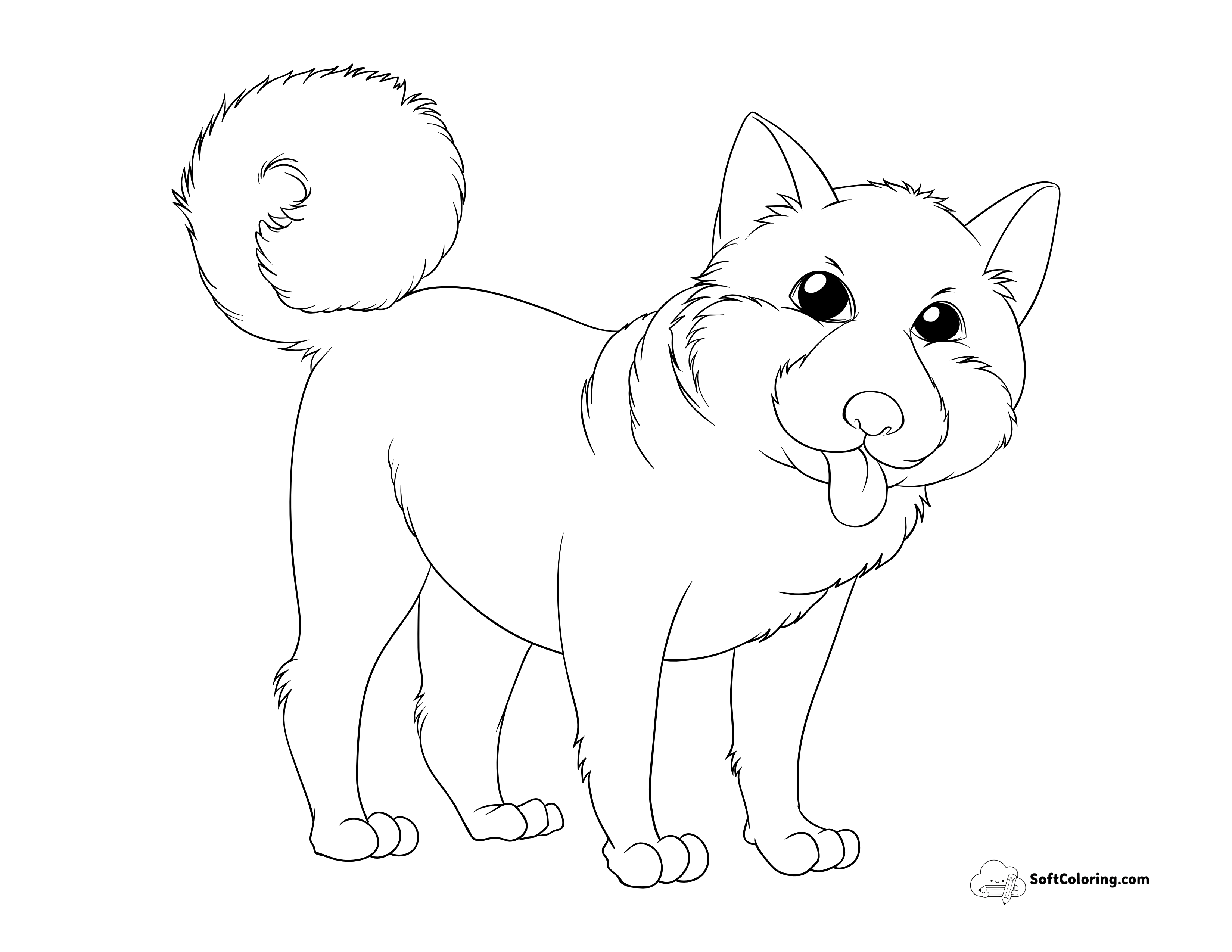 Shiba Inu Dog Outline To Color