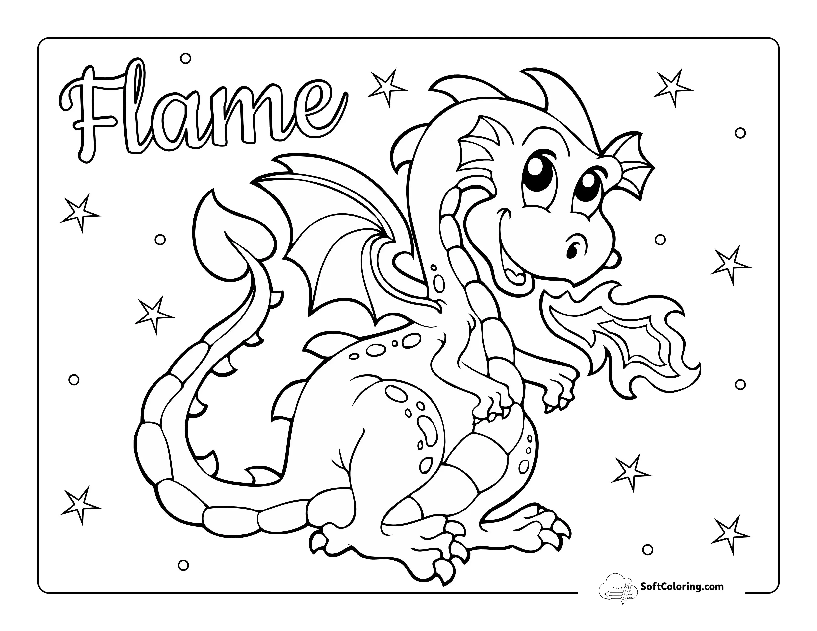 Dragon Breathing Fire Coloring Page