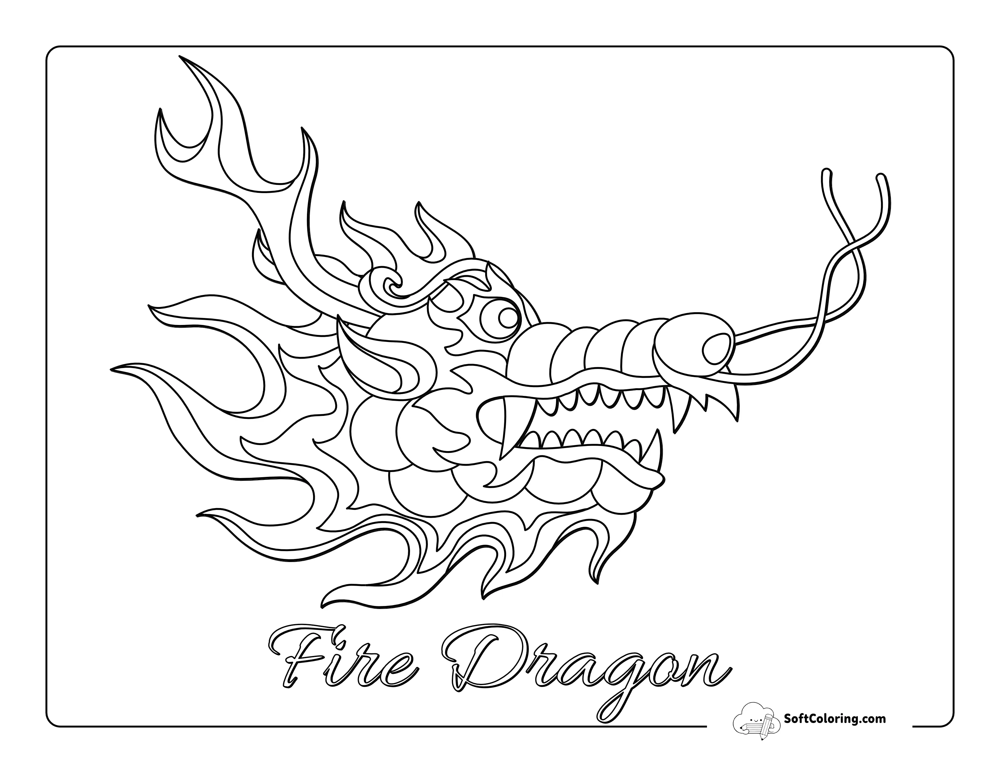 Fire Dragon Head Coloring Page