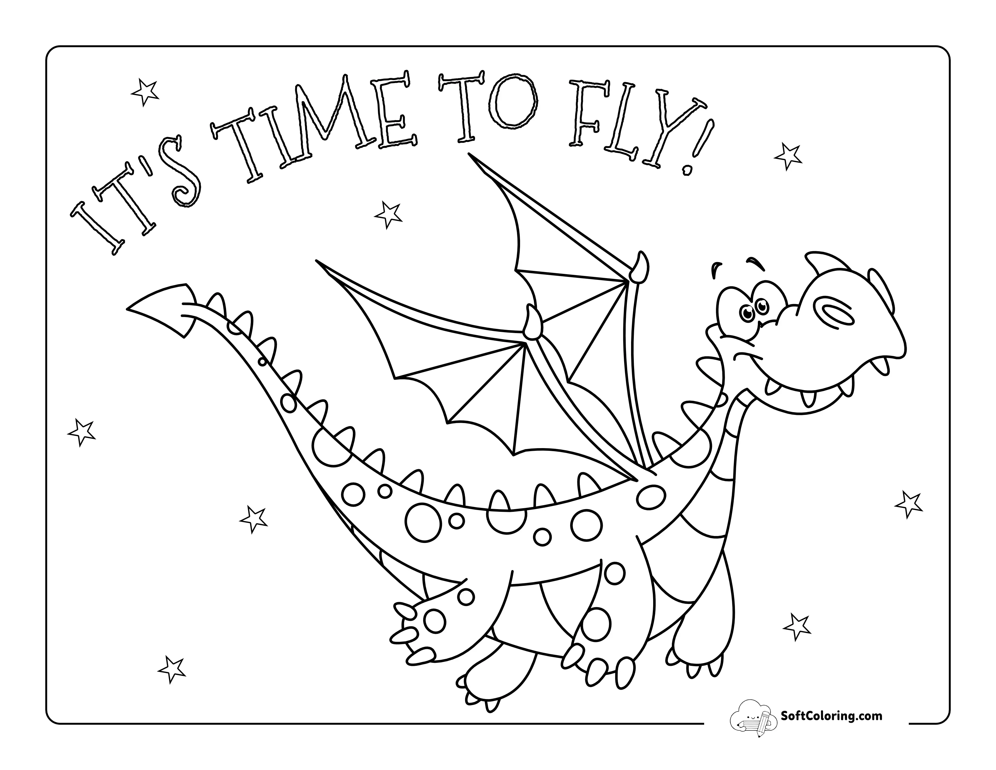 Cute Spotty Flying Dragon To Color