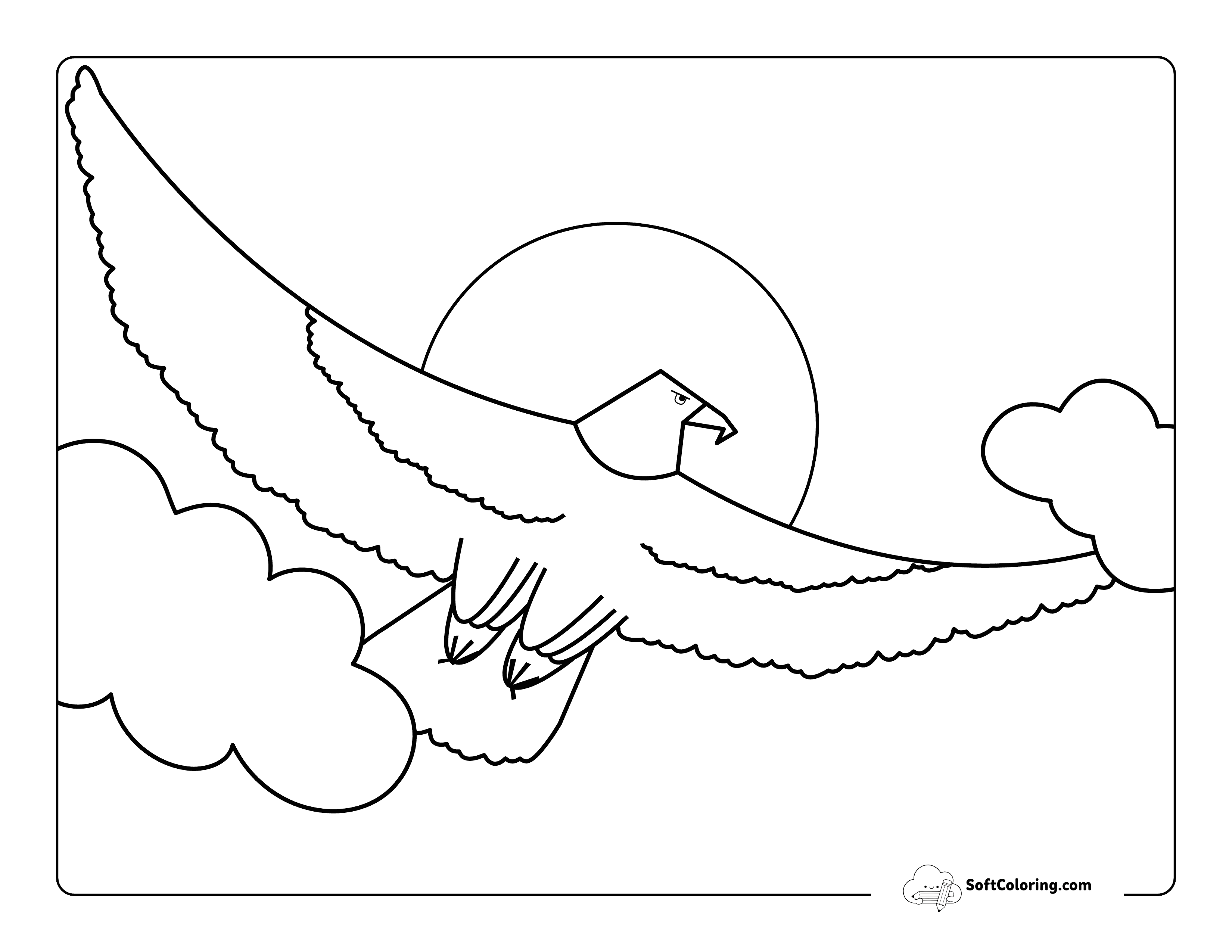 Simple Bald Eagle Coloring Page For Kids