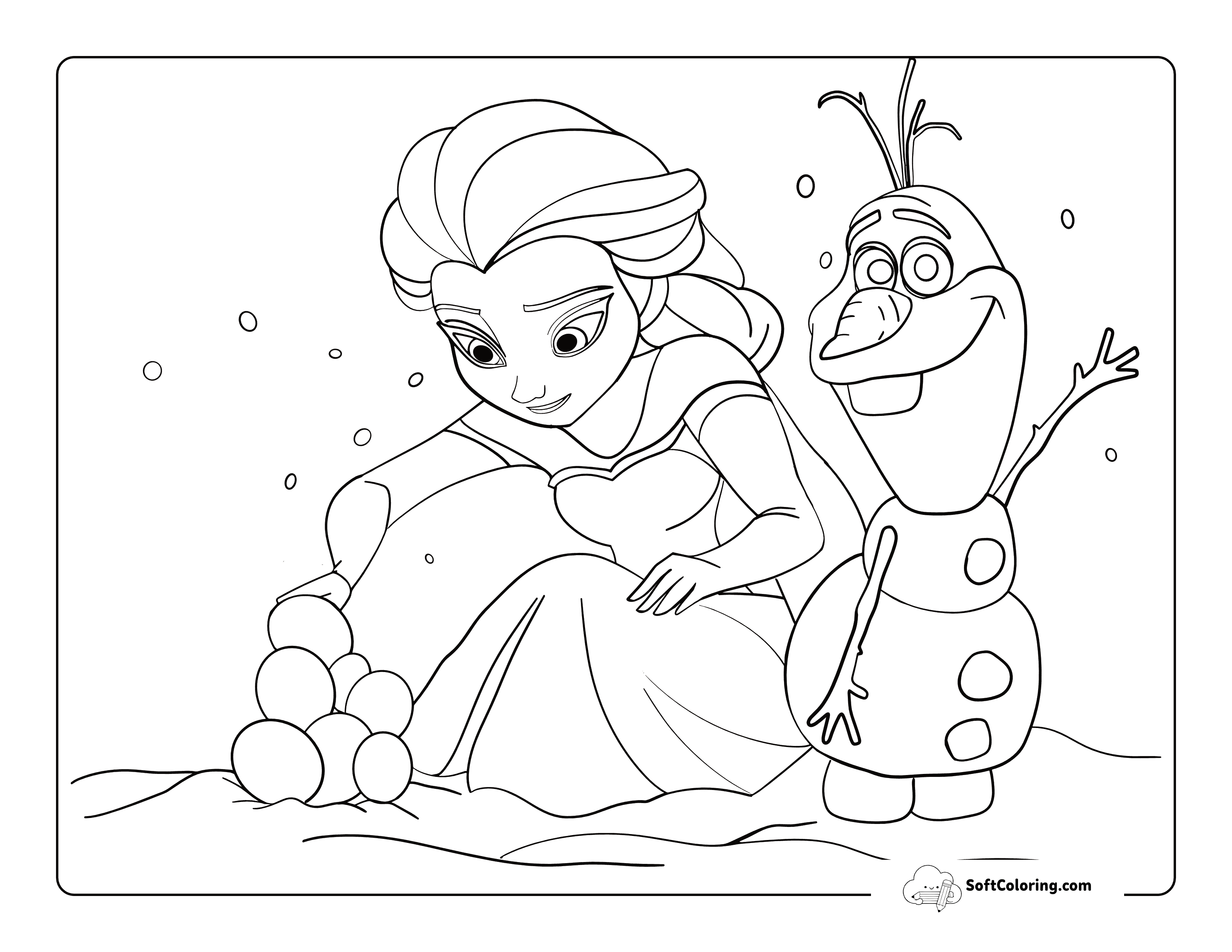 Building A Snowman And Snowball Fight Coloring Sheet