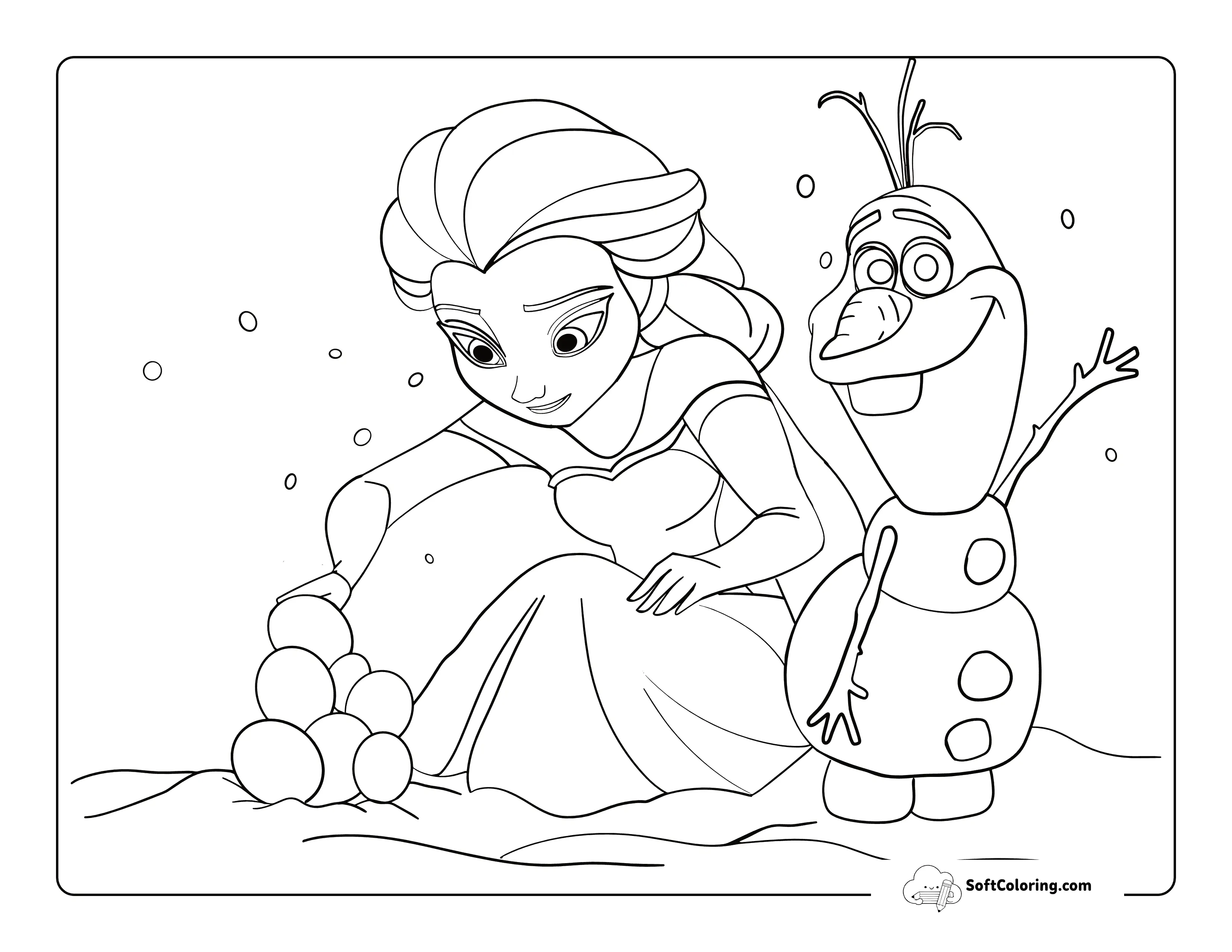 Building A Snowman And Snowball Fight Coloring Sheet