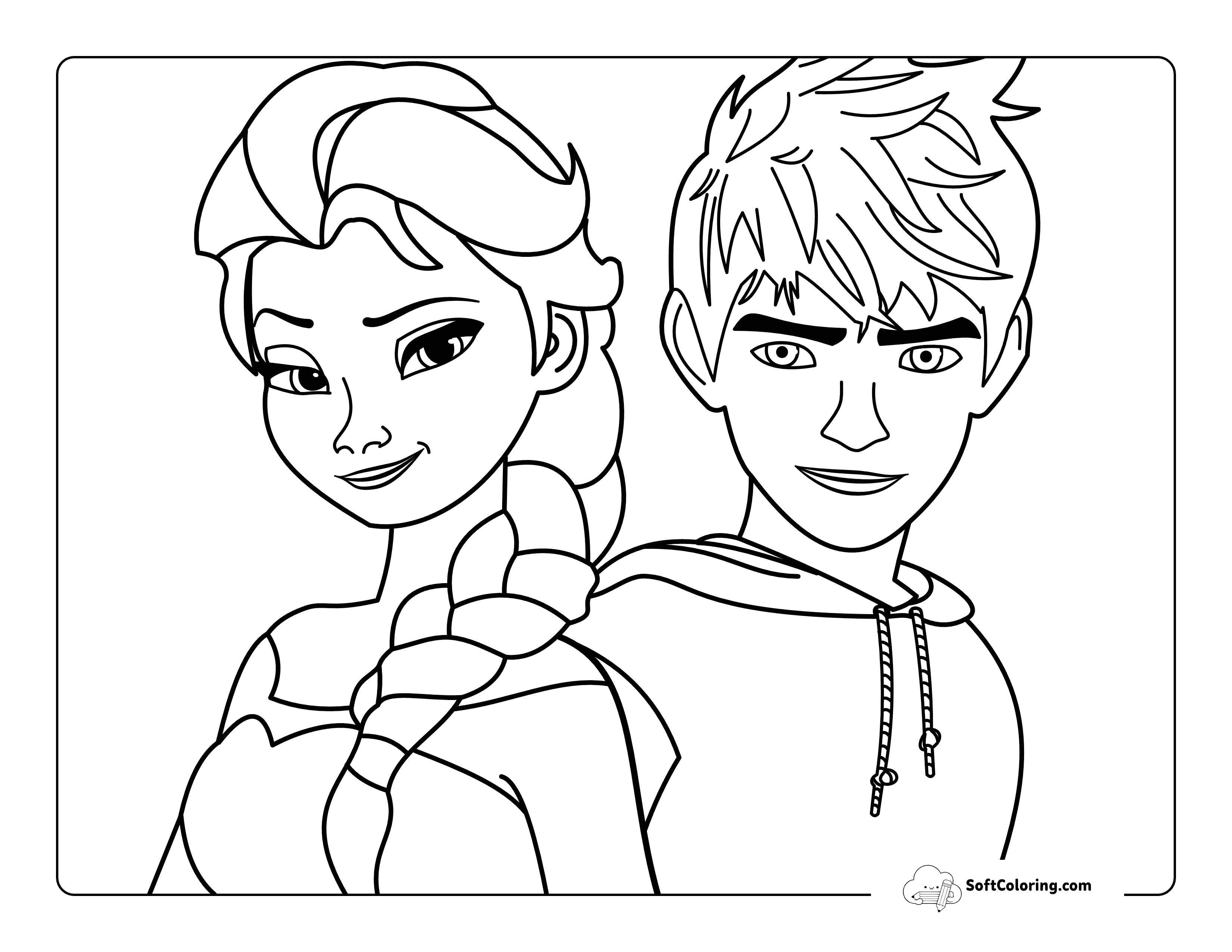 Elsa And Jack Frost-Inspired Coloring Page