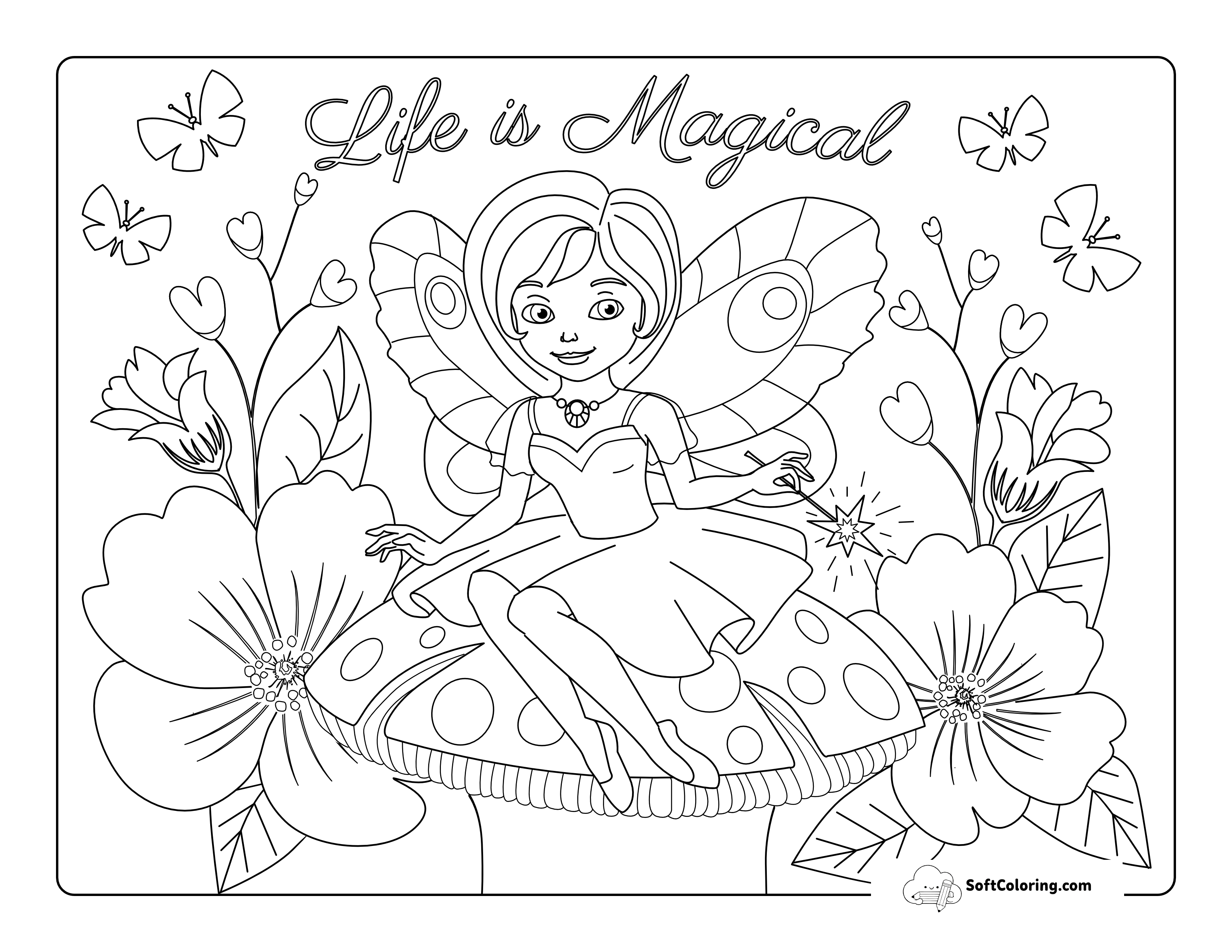 Life Is Magical" Fairy With Butterflies Printable
