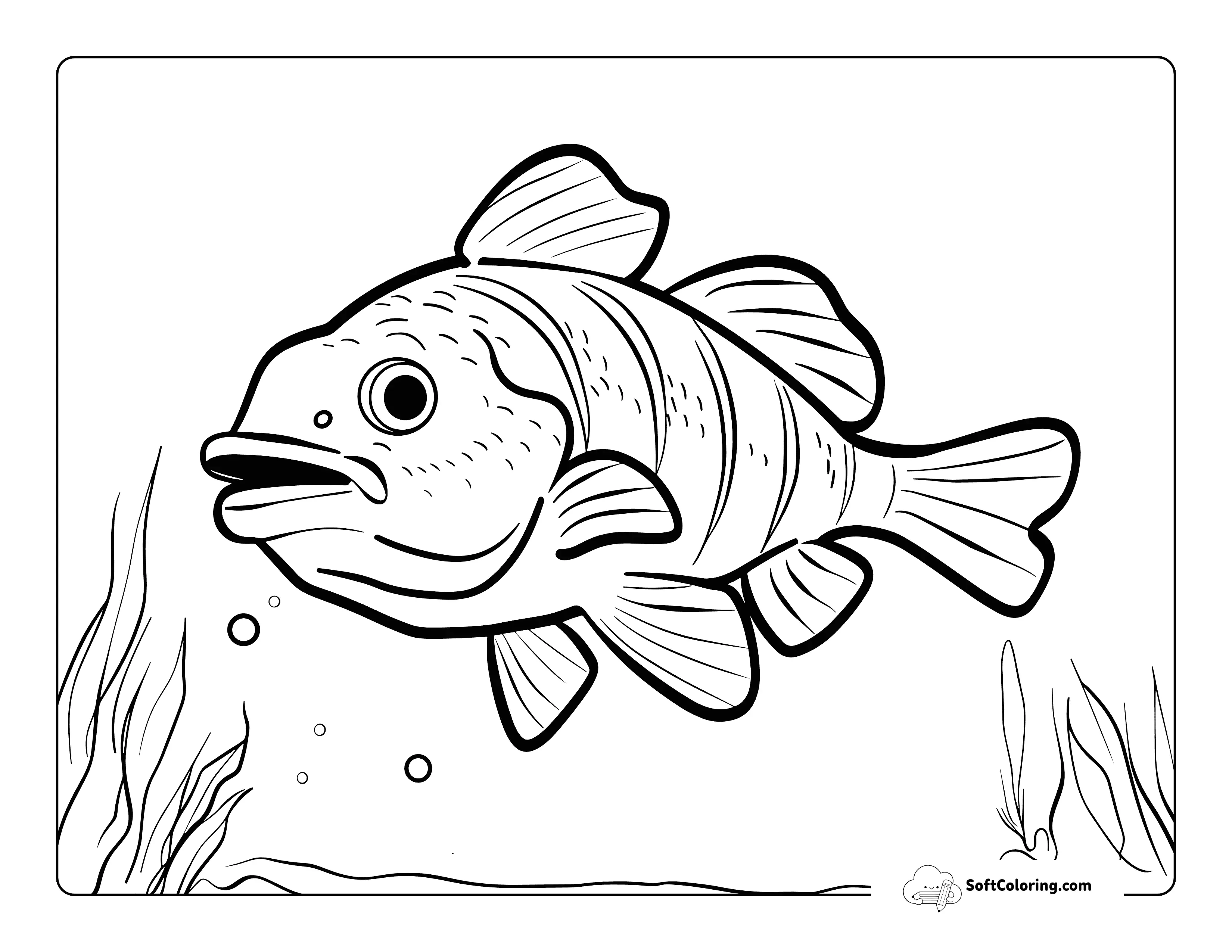Simple Freshwater Fish Coloring Page