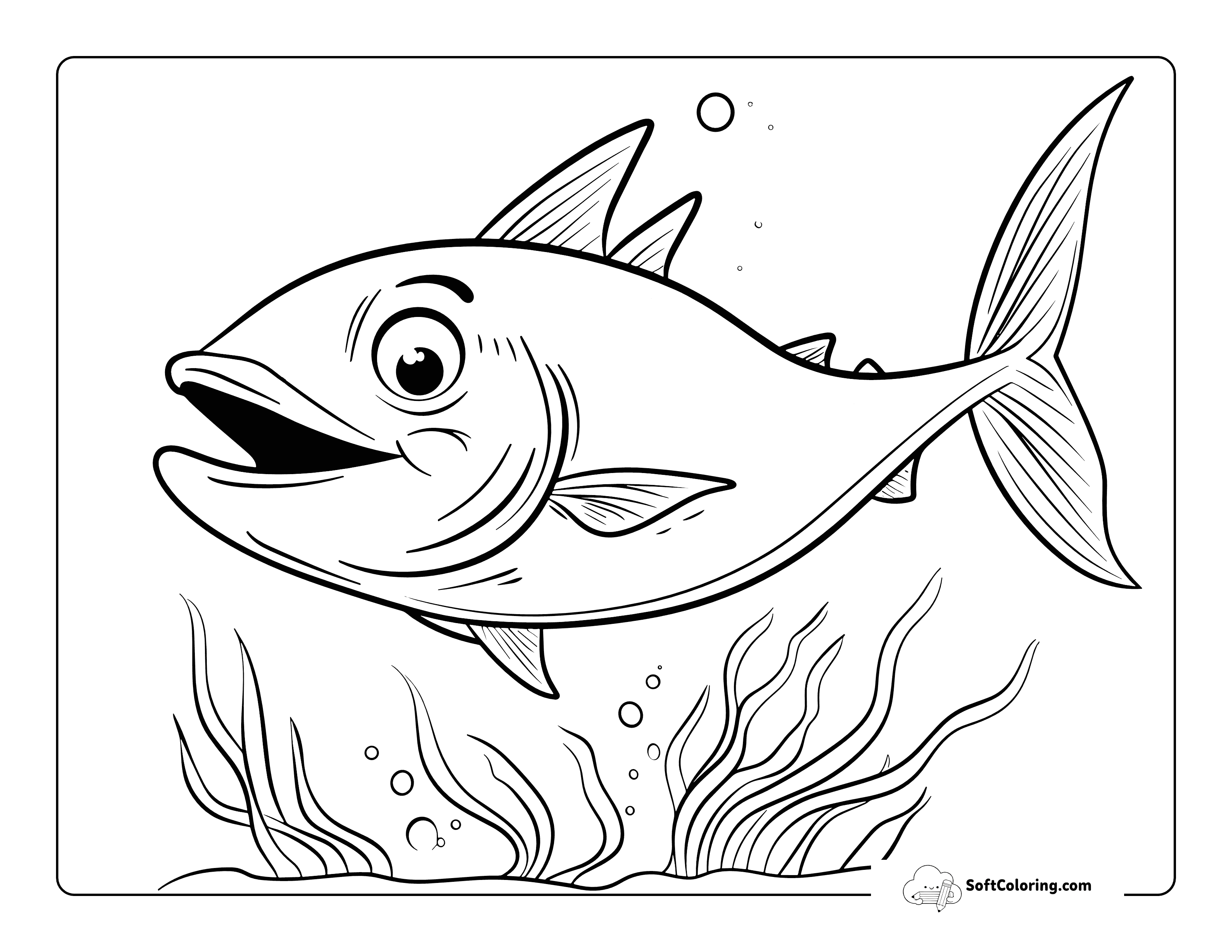 Simple Printable Ocean Fish Coloring Page