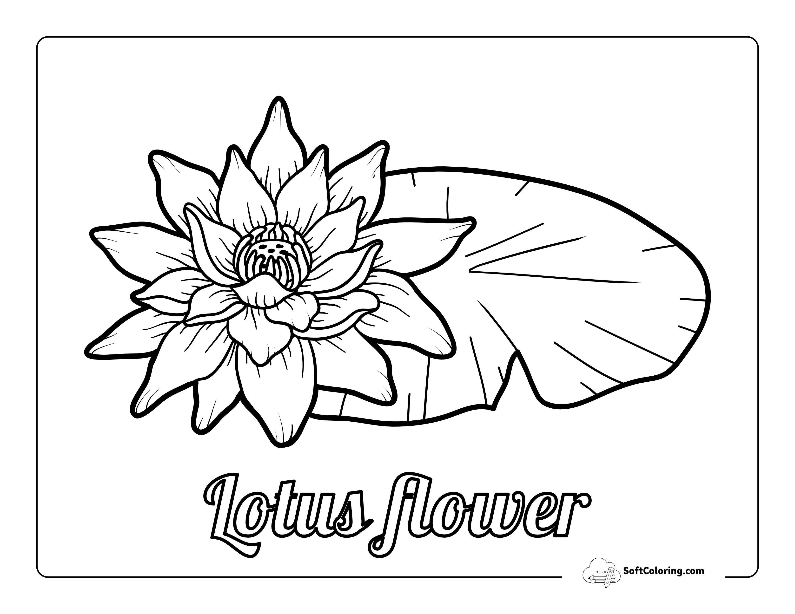 Free Printable Beautiful Lotus Flower Coloring Page