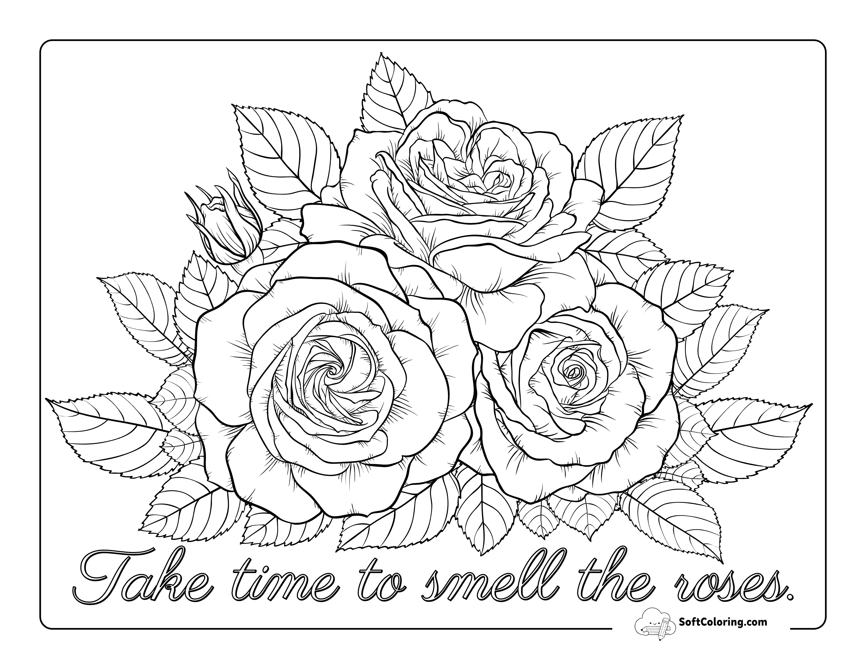 "Take Time To Smell The Roses" Coloring Page