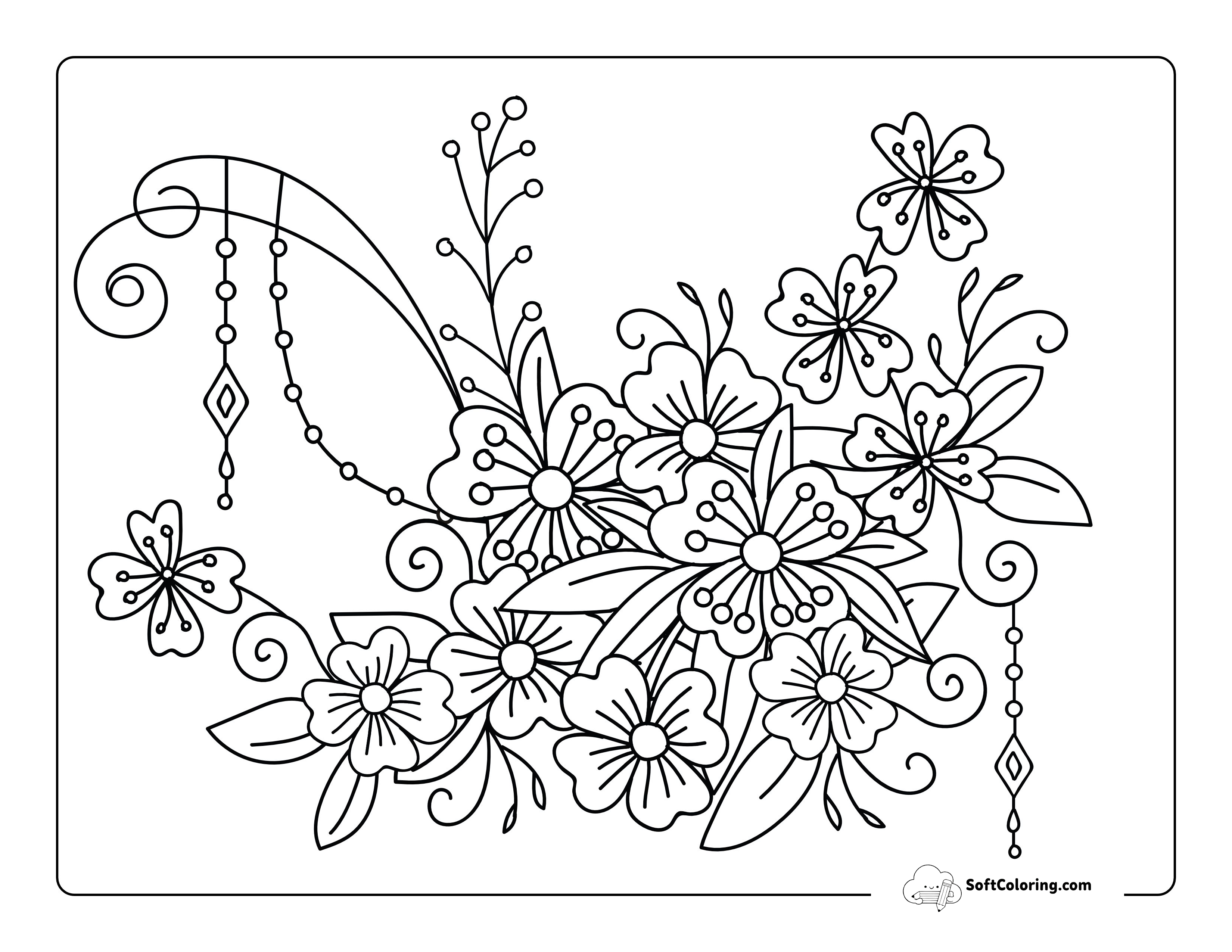 Flower Doodle Picture To Color
