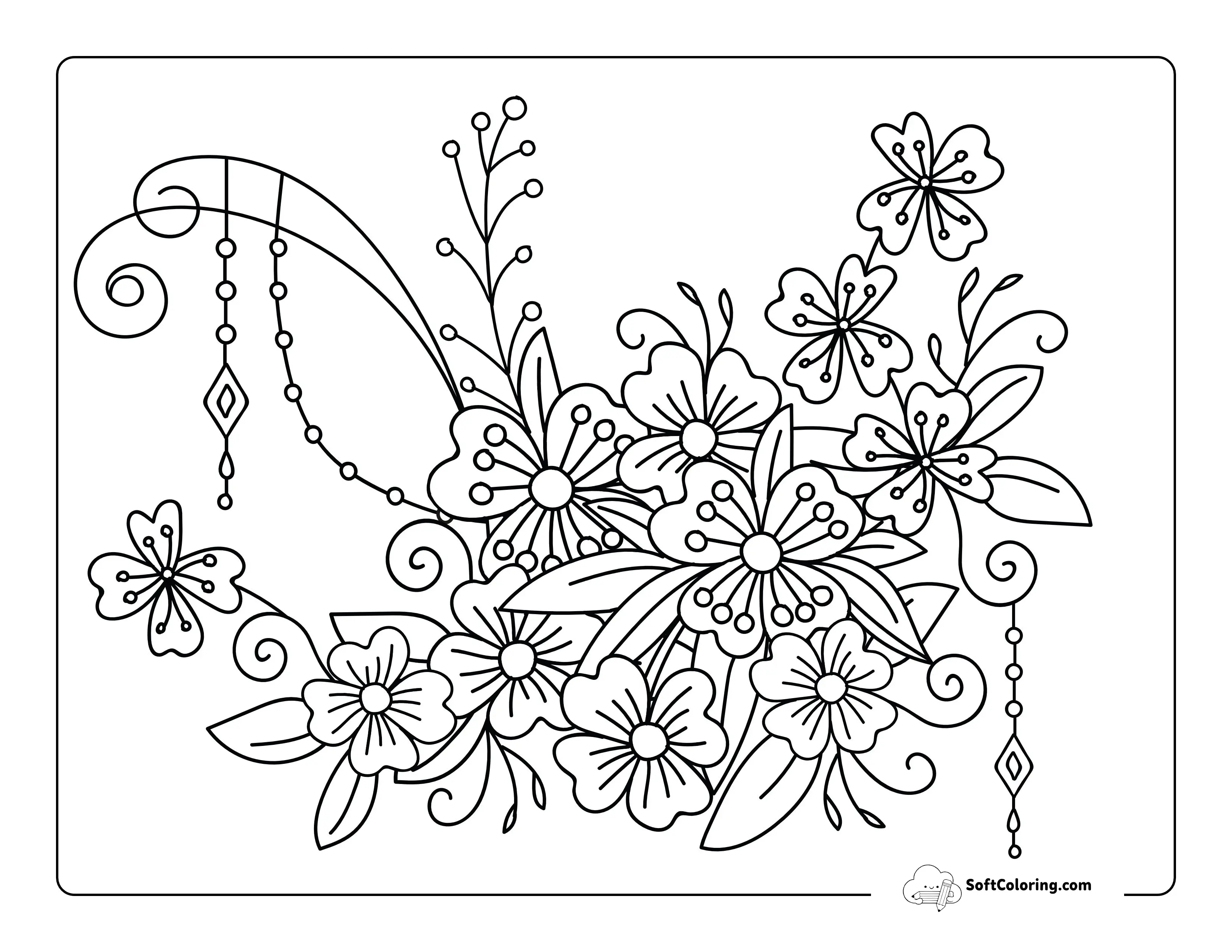 Flower Doodle Picture To Color