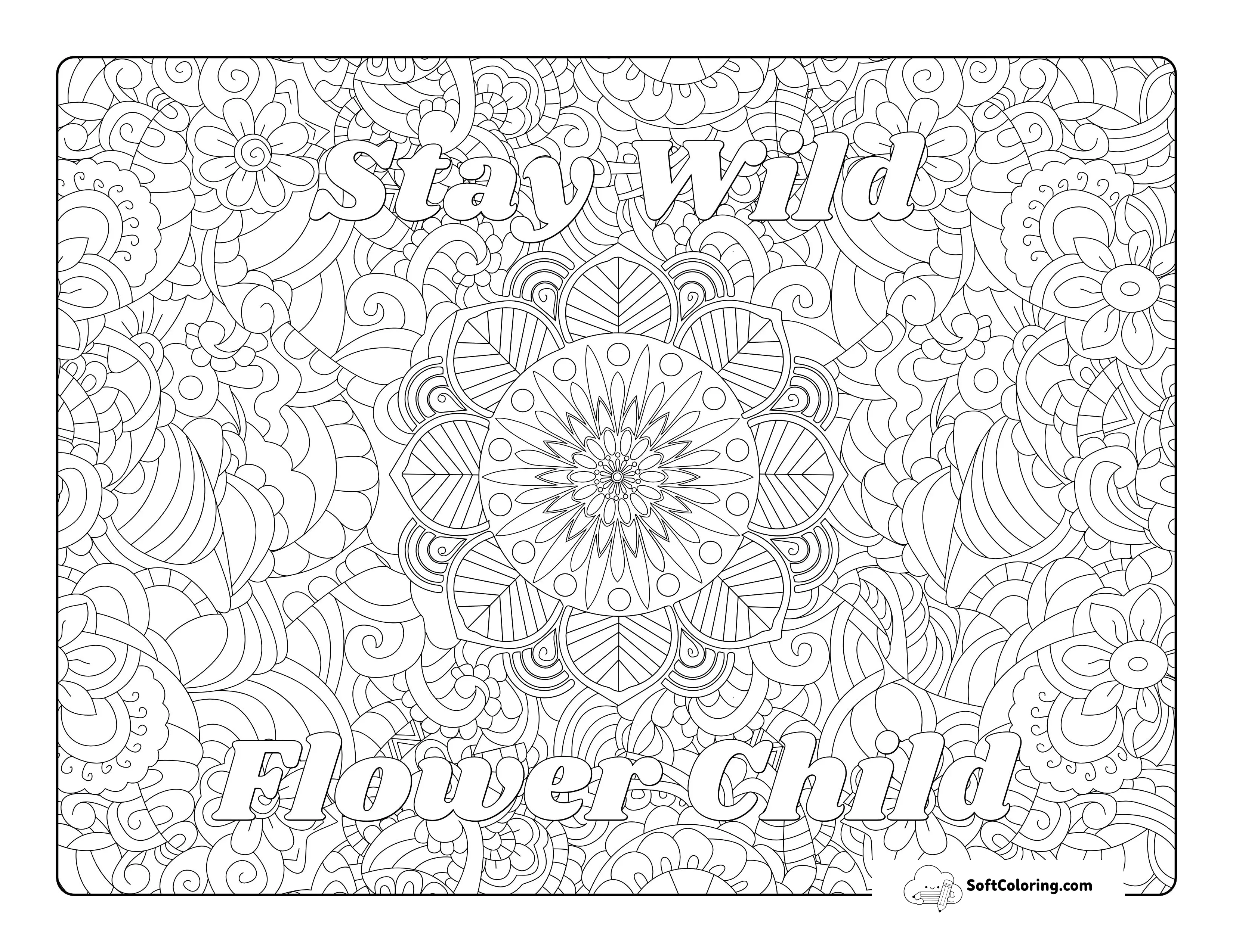 "Stay Wild Flower Child" Coloring Page For Teens