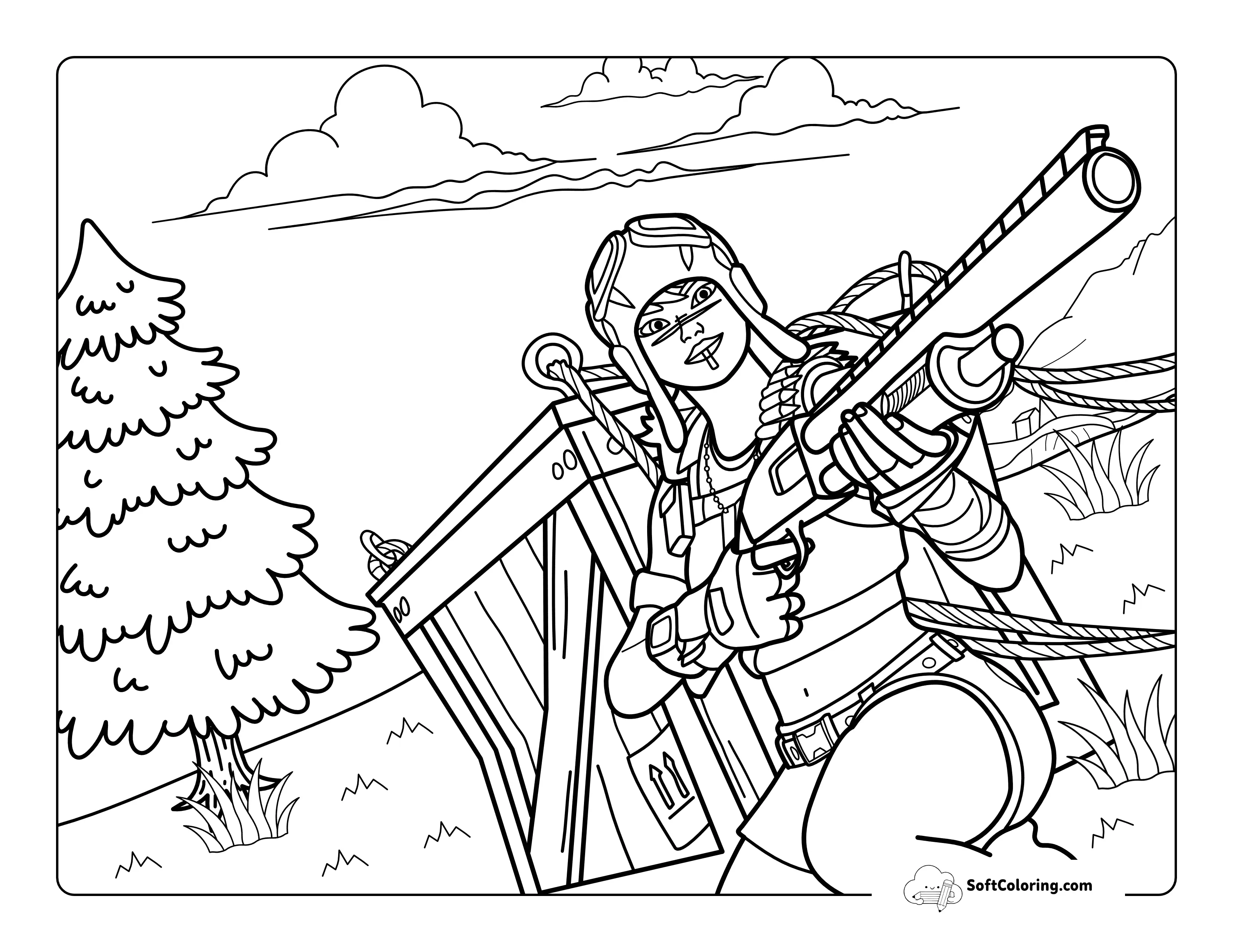 Battle Gameplay Fortnite Inspired Printable Coloring Page
