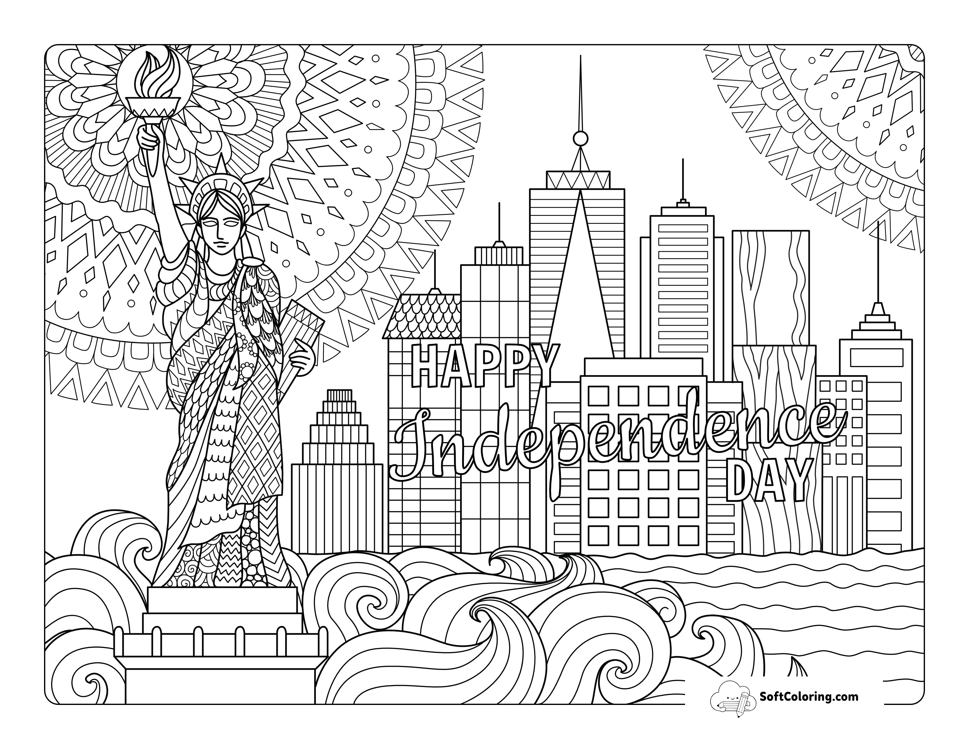 Statue Of Liberty Usa Adult Coloring Sheet