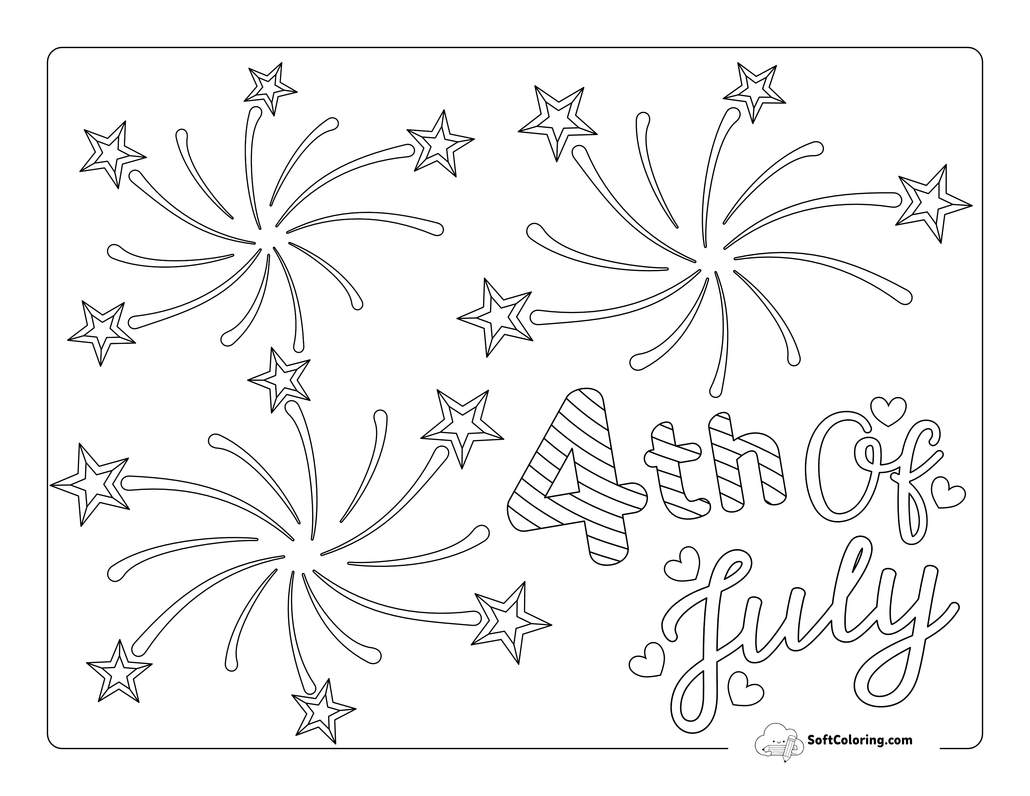 Firework 4Th Of July Coloring Page