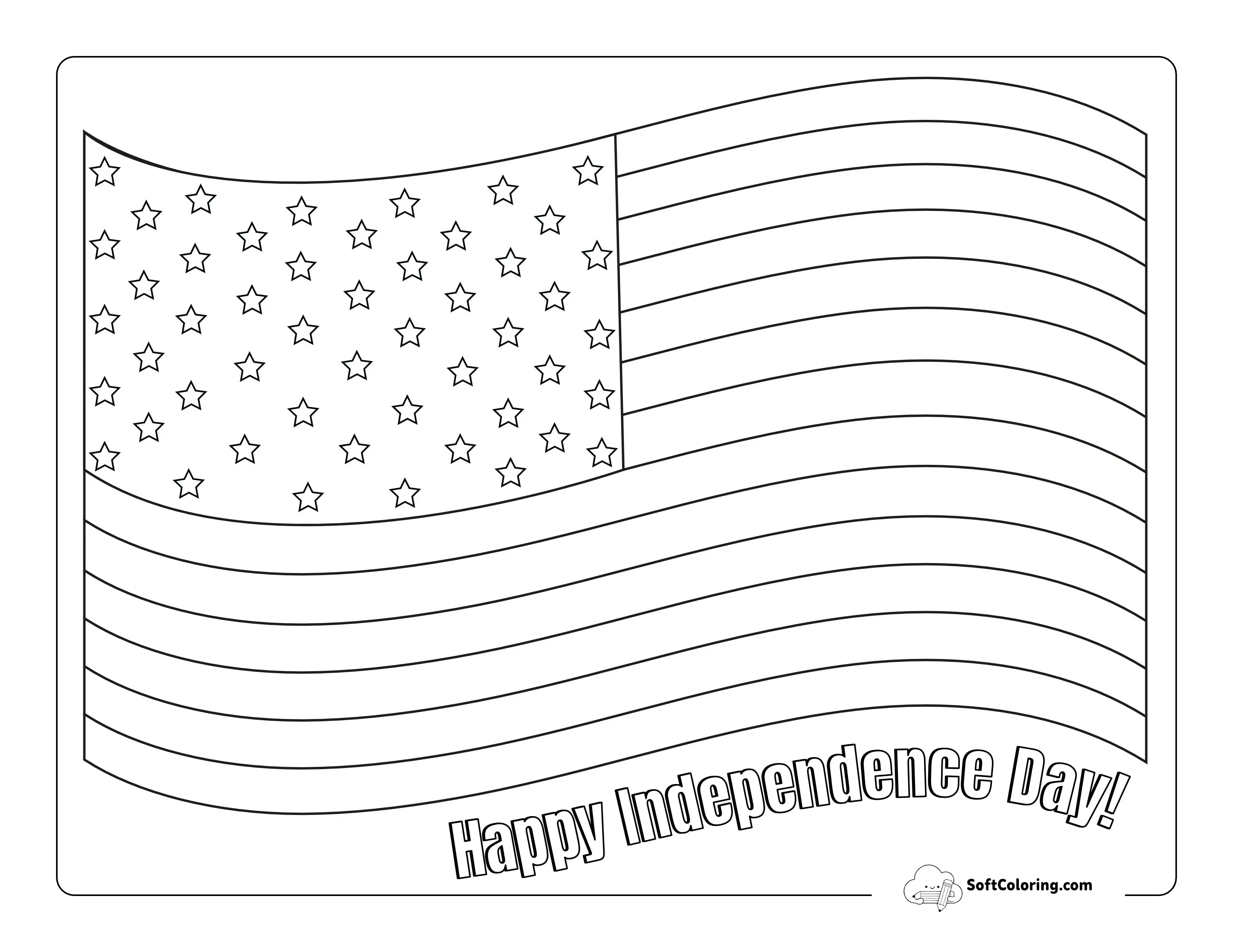 American Flag Easy Fourth Of July Coloring Sheet