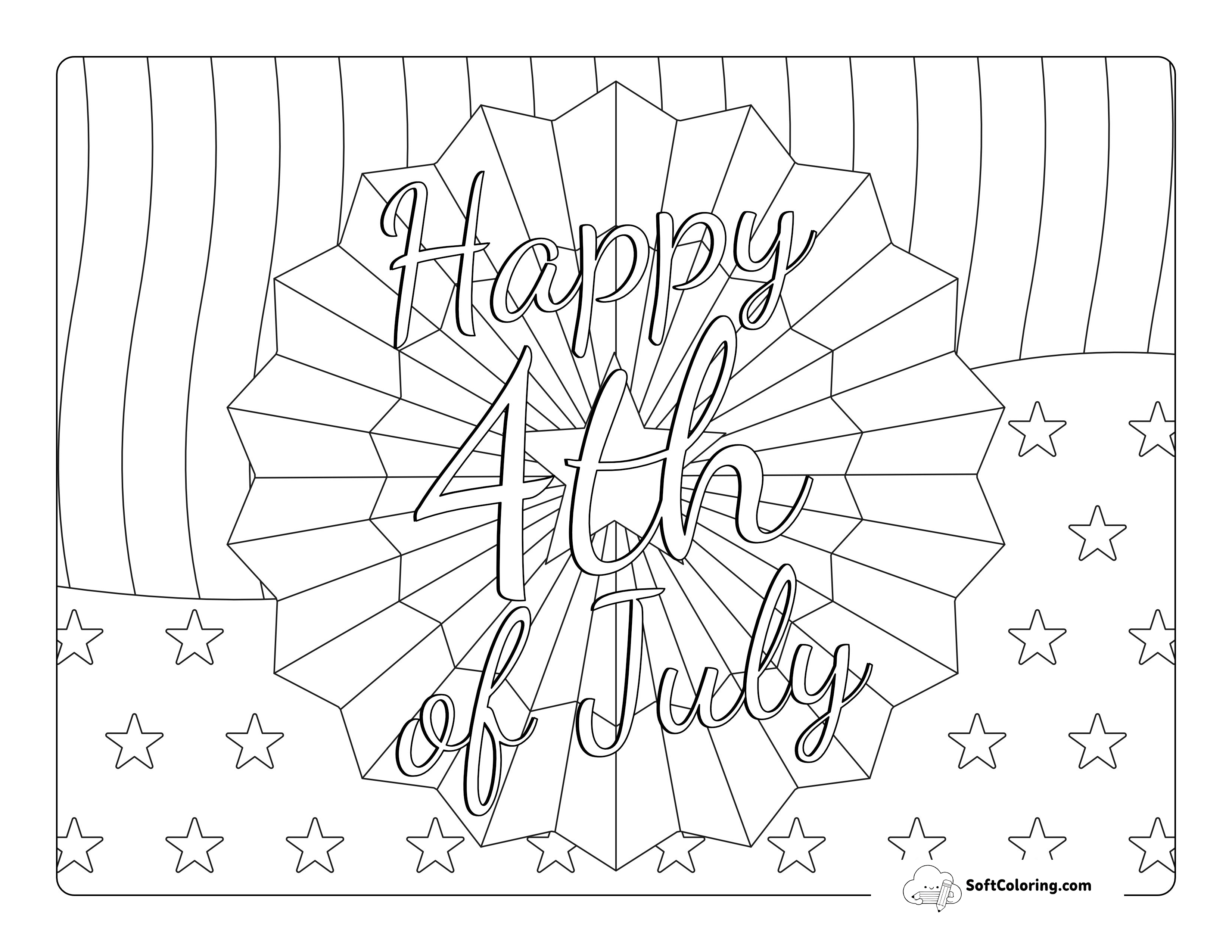 Stars & Stripes Fourth Of July Coloring Page