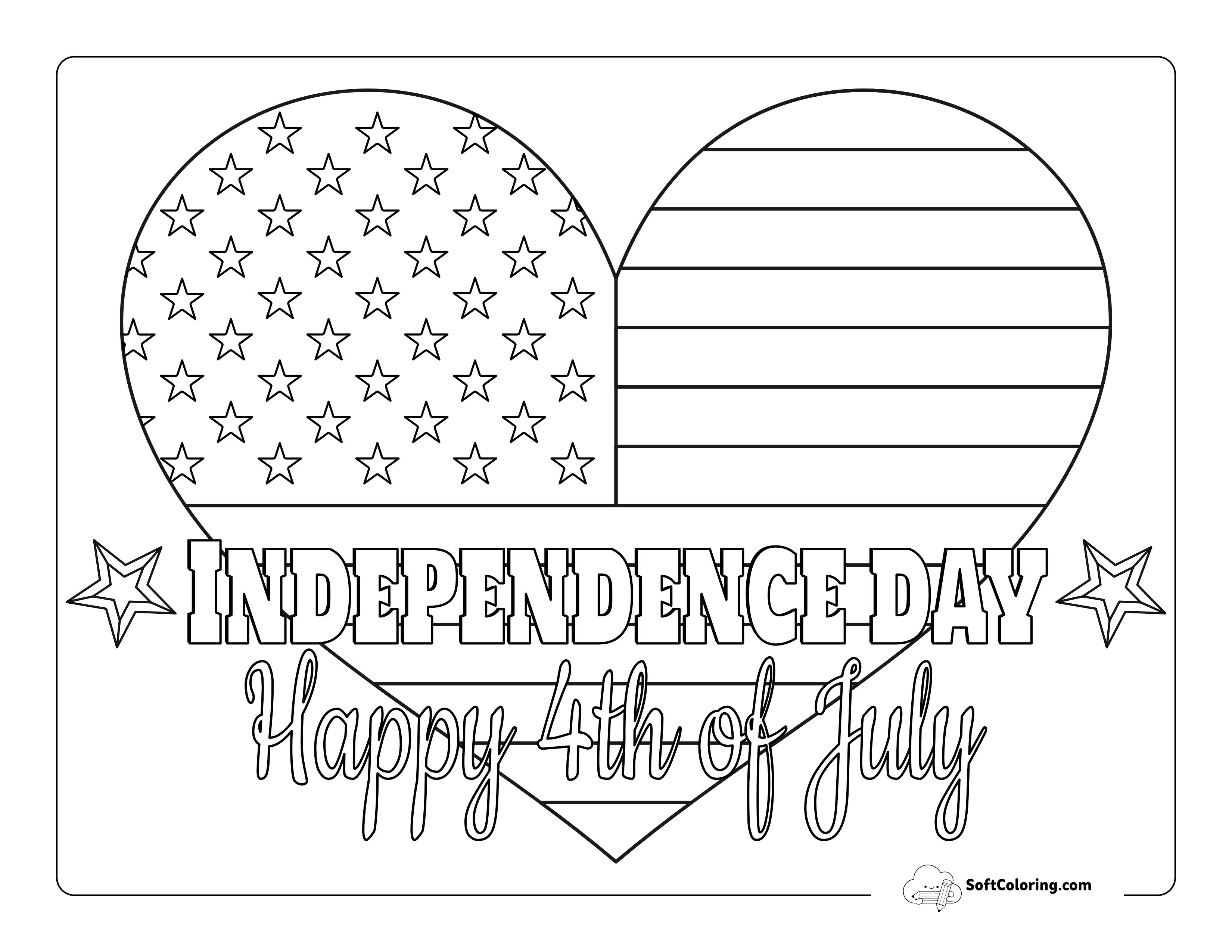 "Happy 4Th Of July" Independence Day Coloring Sheet