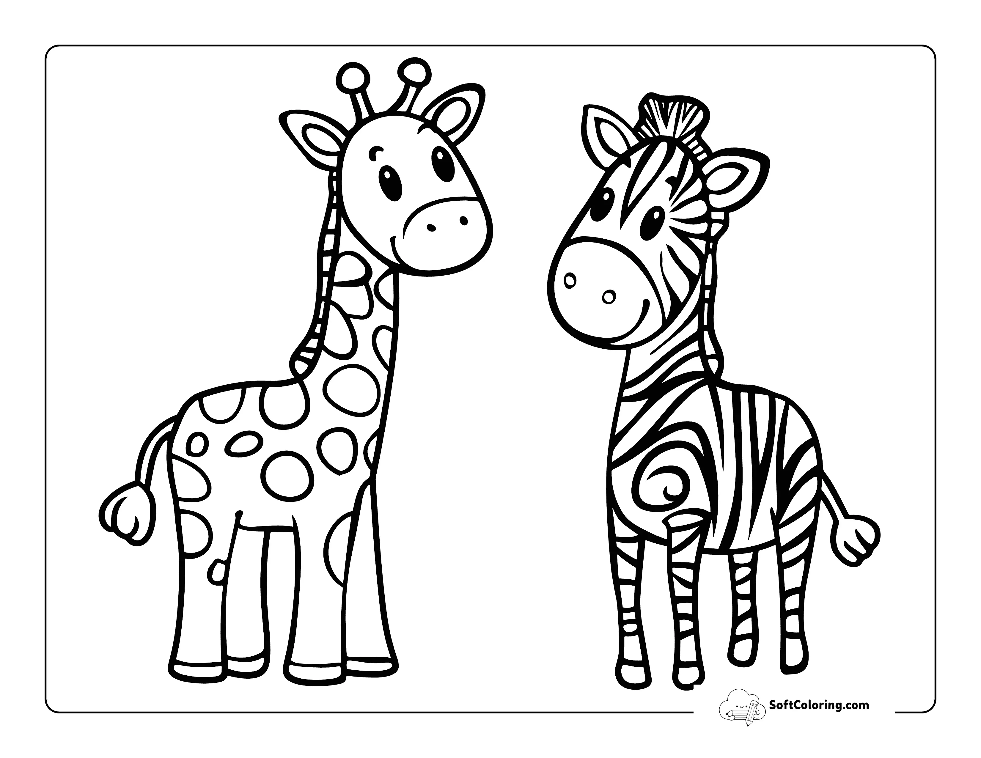 Cute Baby Zebra And Giraffe For Kids