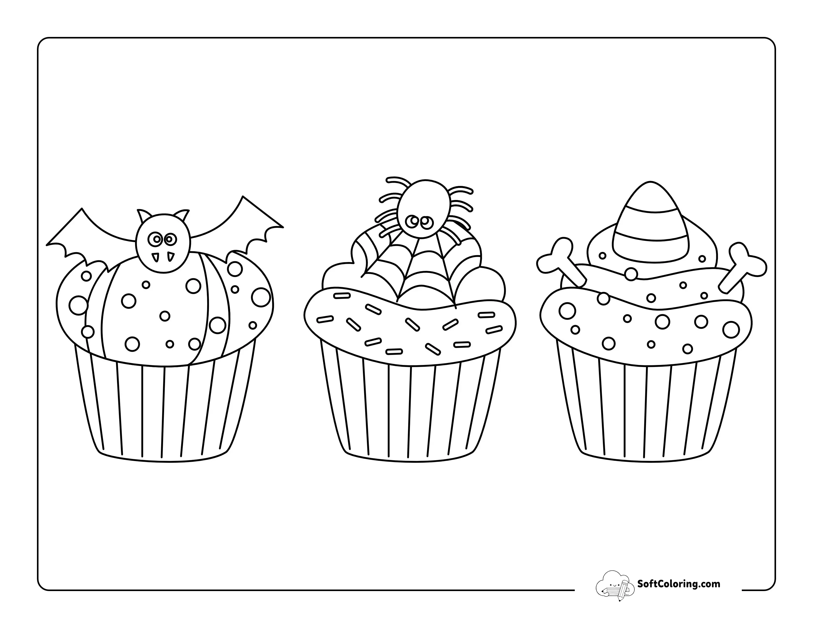 Cupcakes Halloween With Bat, Spider, And Candy Corn Toppers