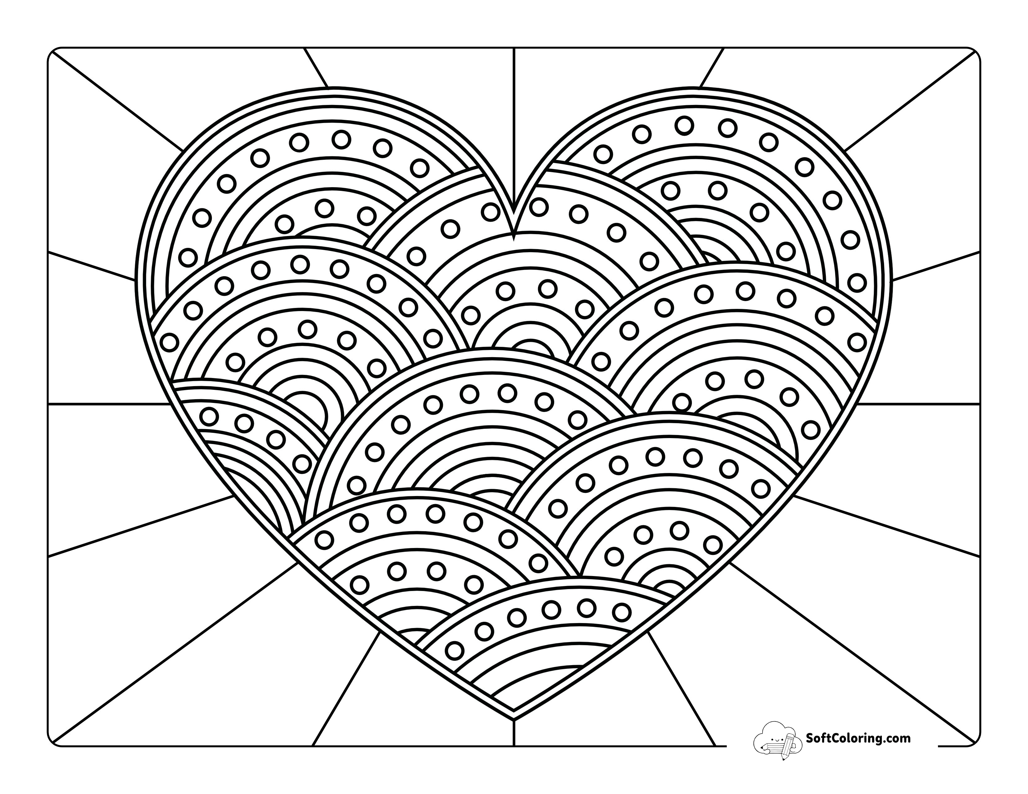 Patterned Heart Coloring Page For Teens