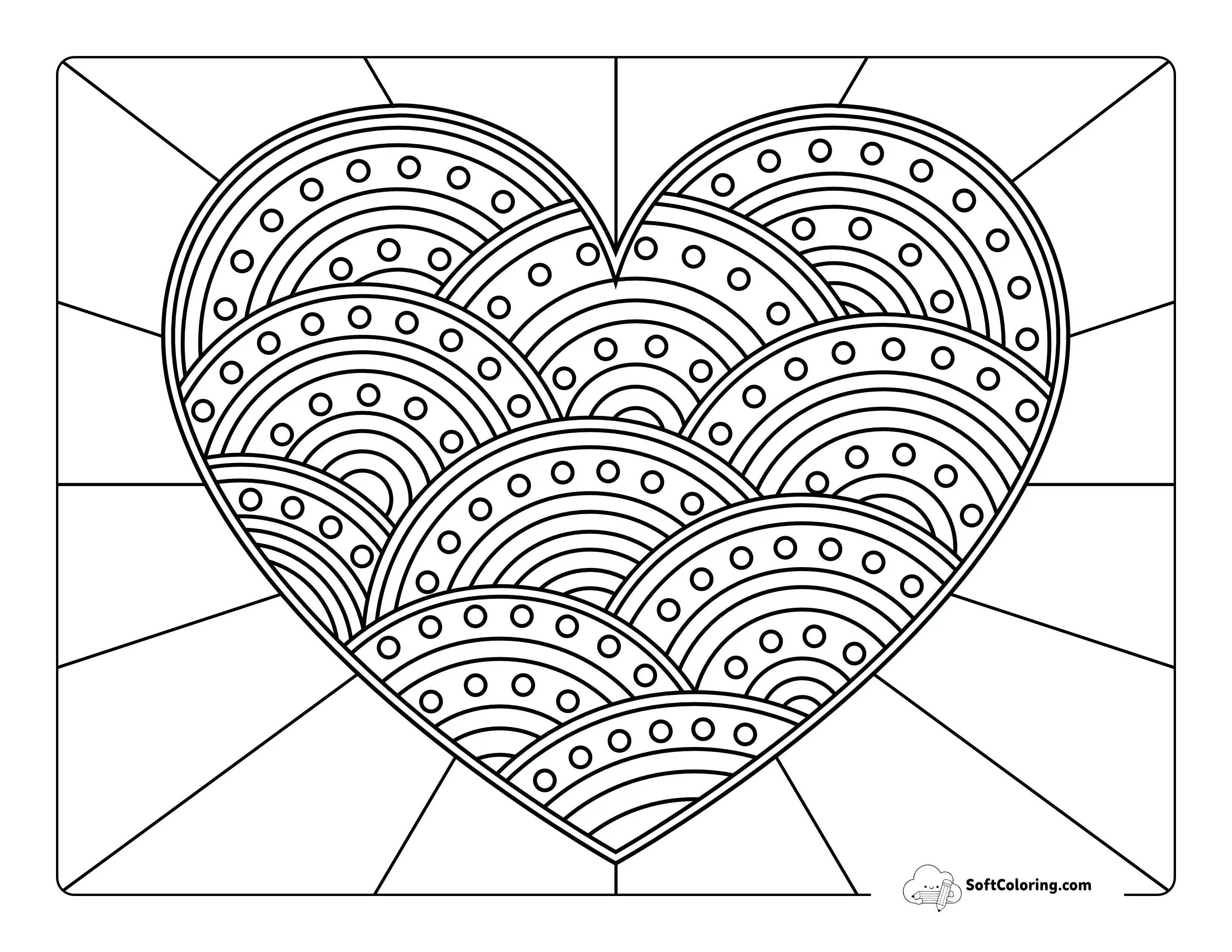 Patterned Heart Coloring Page For Teens
