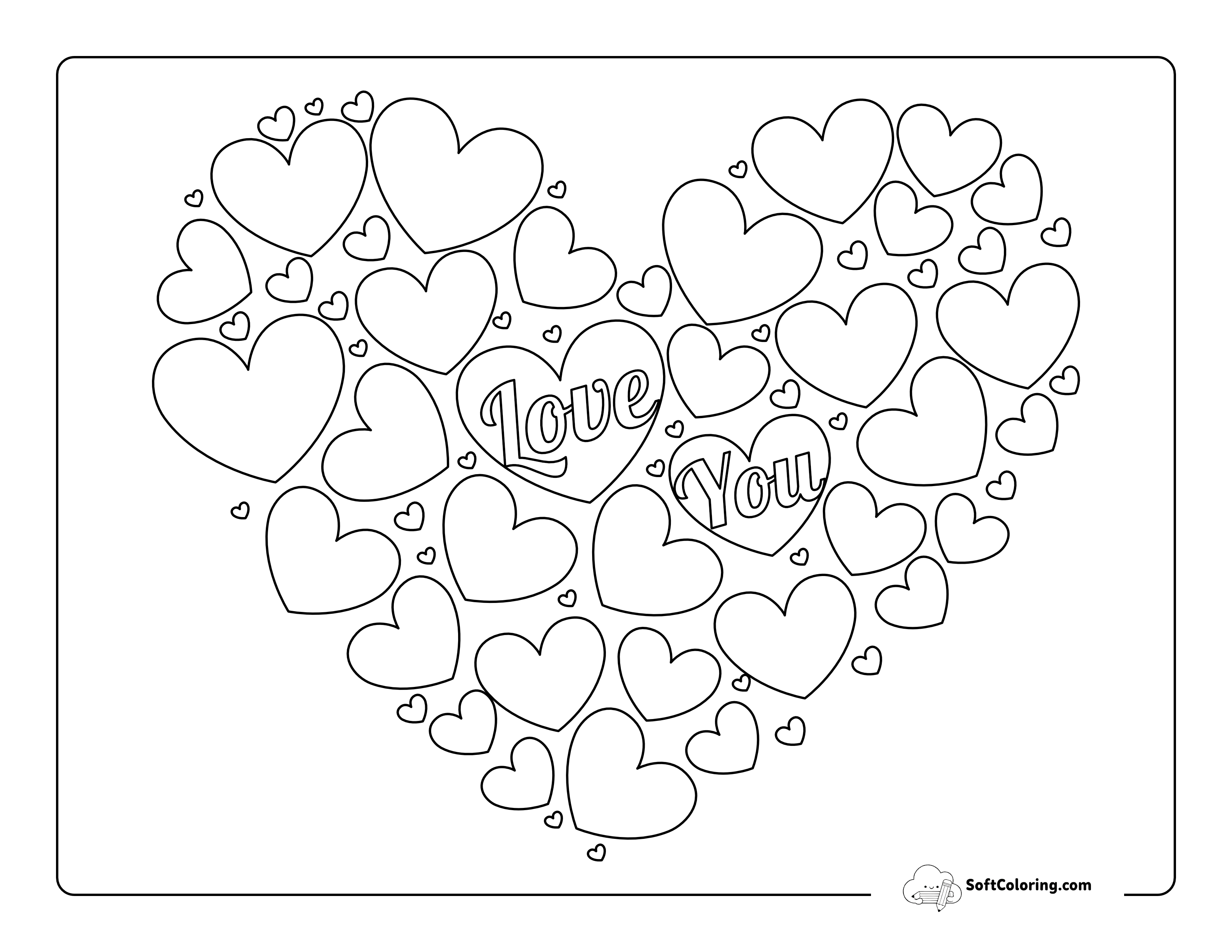 Mini Hearts Love Coloring Page