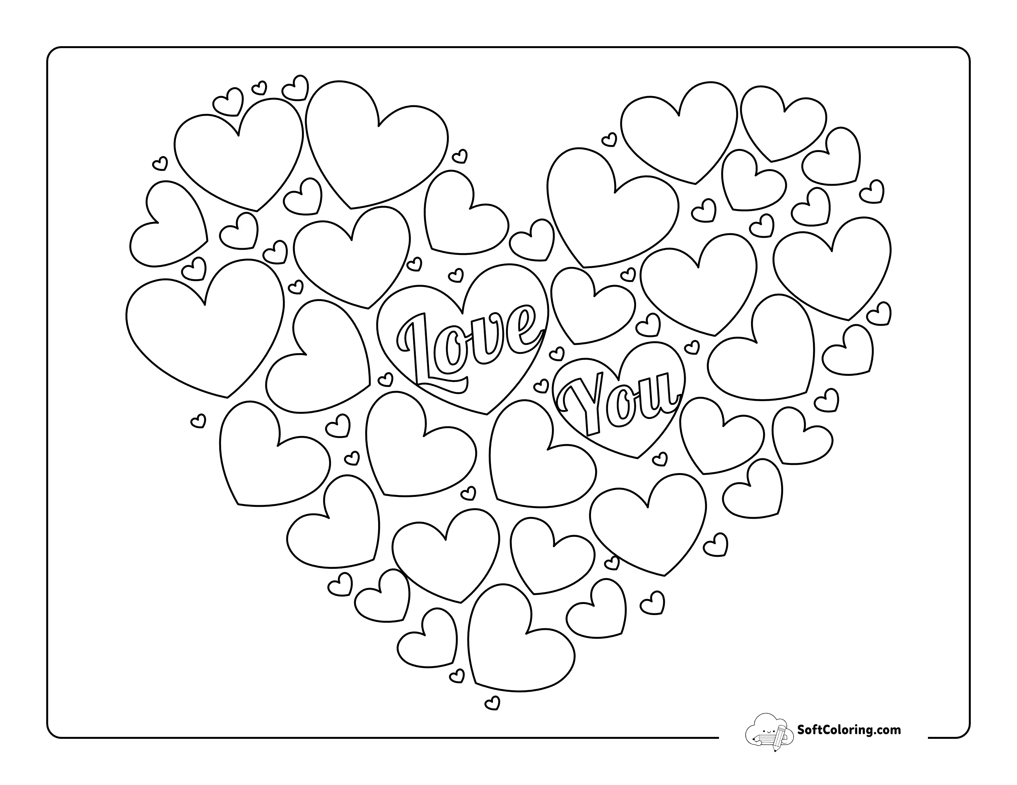 Mini Hearts Love Coloring Page