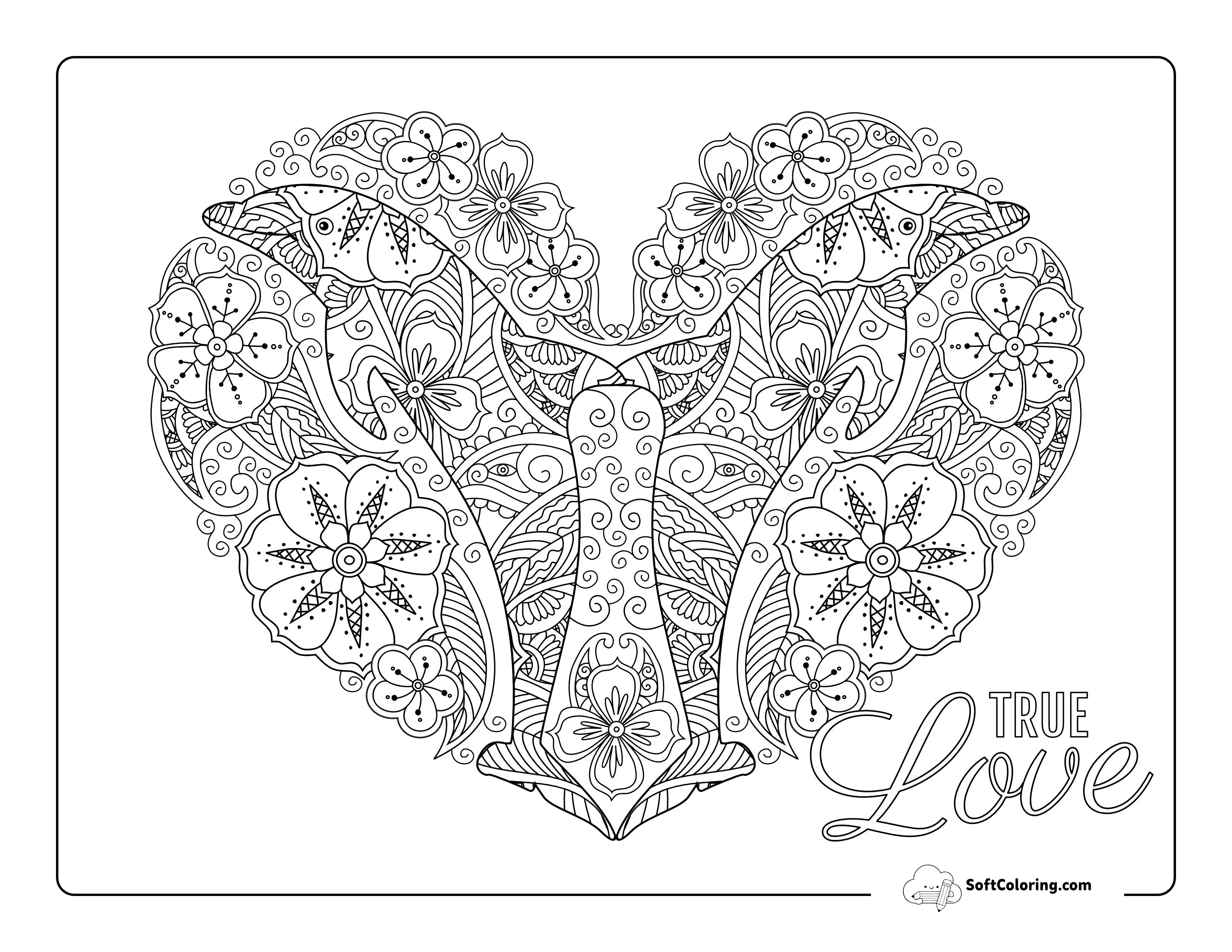 Dolphins Heart Doodle For Adults
