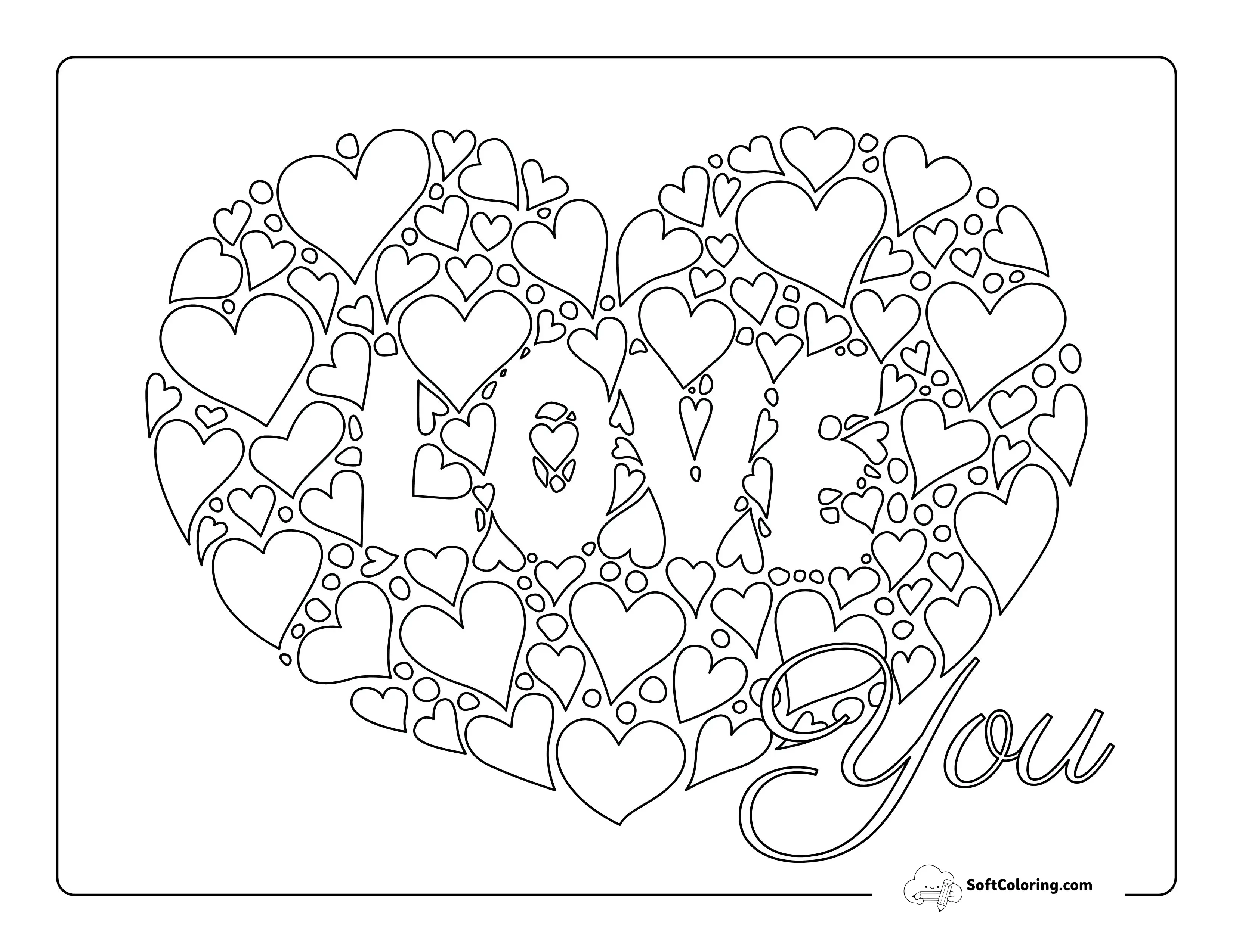 Mini Love Hearts Coloring Sheet