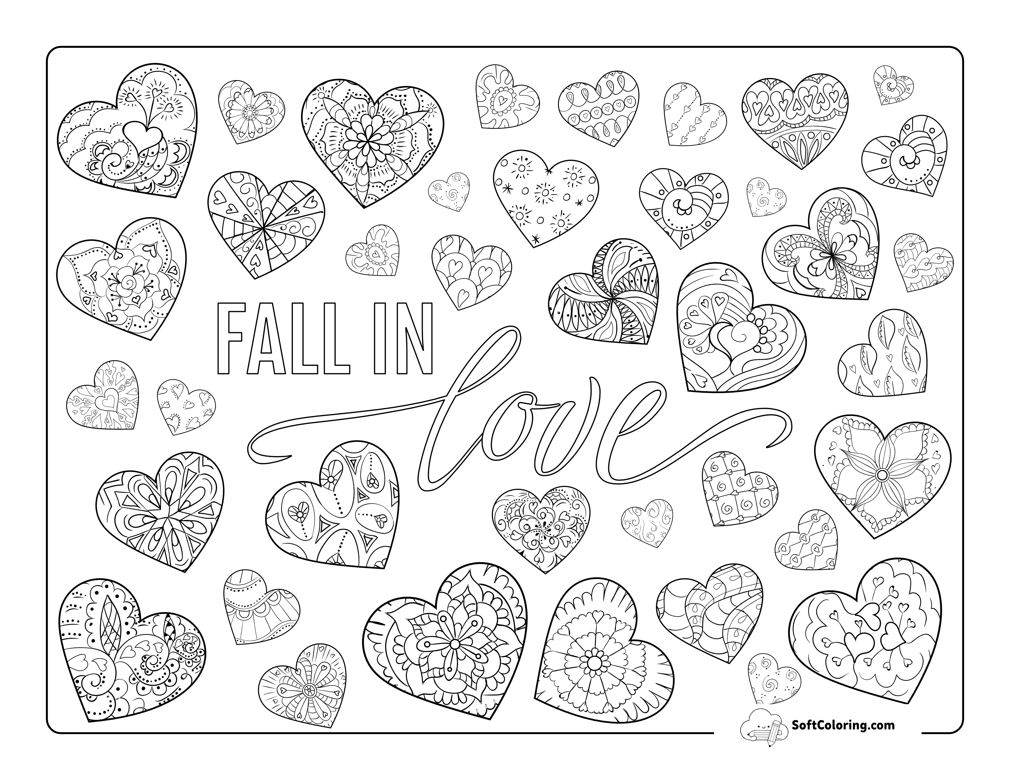 "Fall In Love" Coloring Sheet