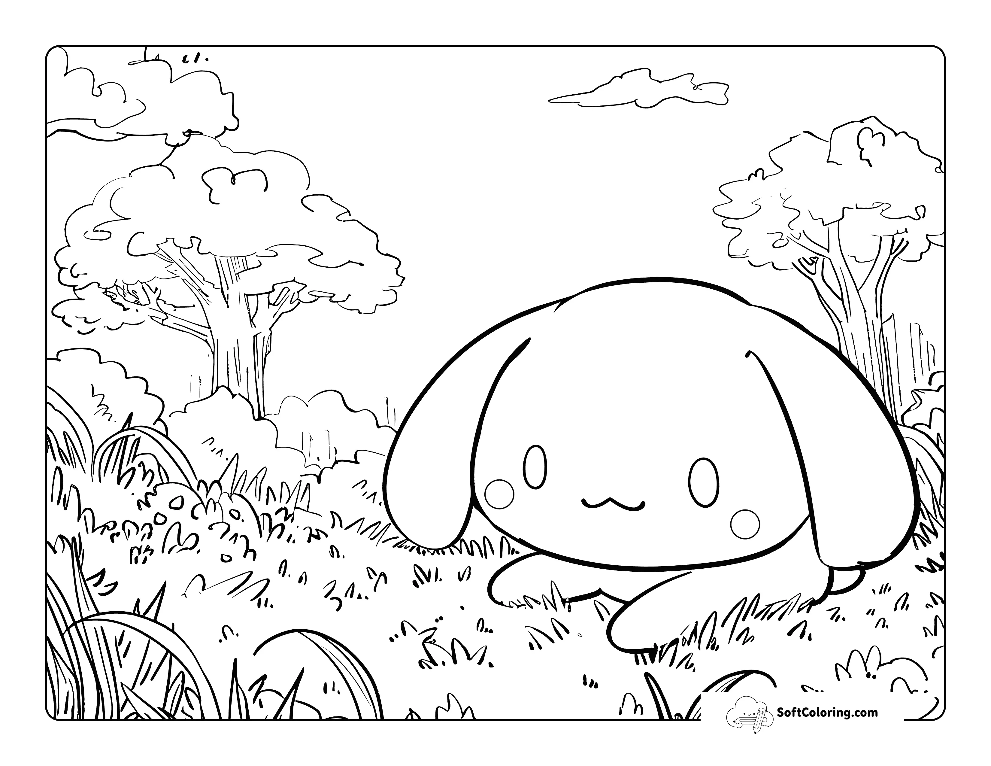 Cinnamoroll Laying In Meadow Hello Kitty