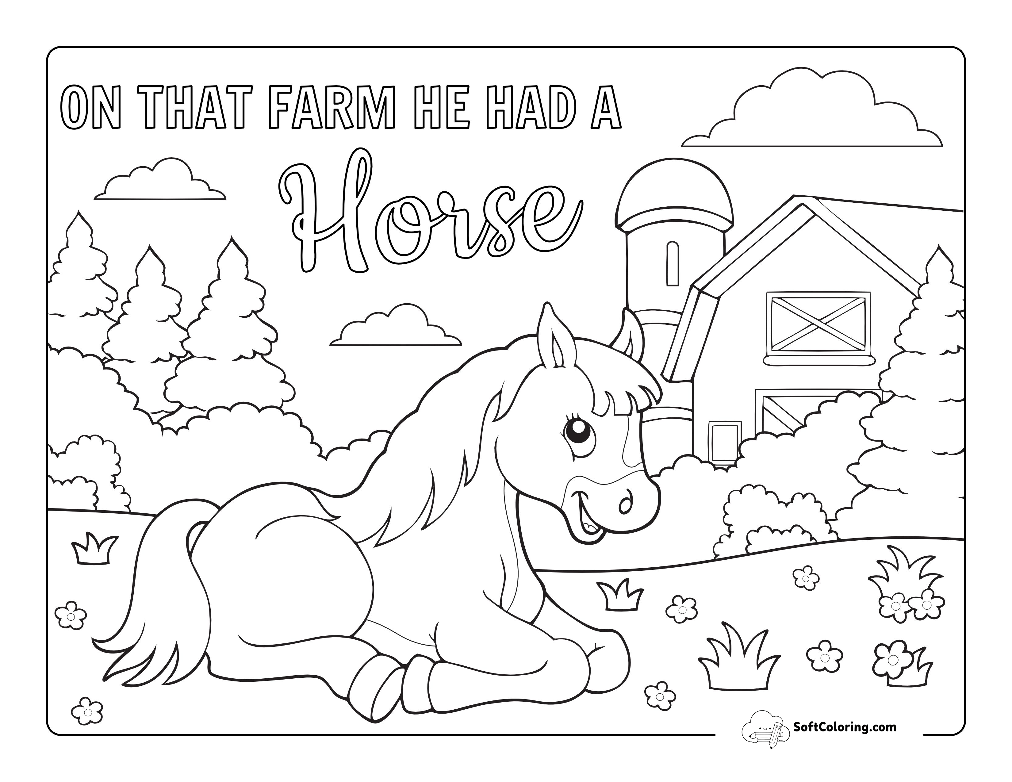 Farm Horse Picture To Color