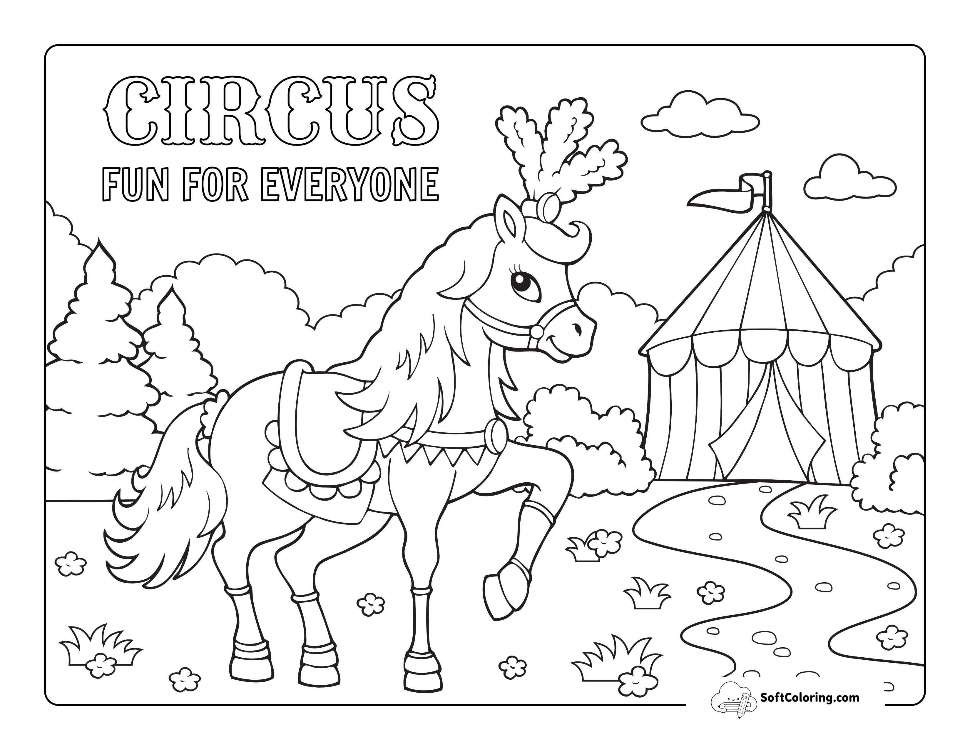 Circus Horse Coloring Sheet