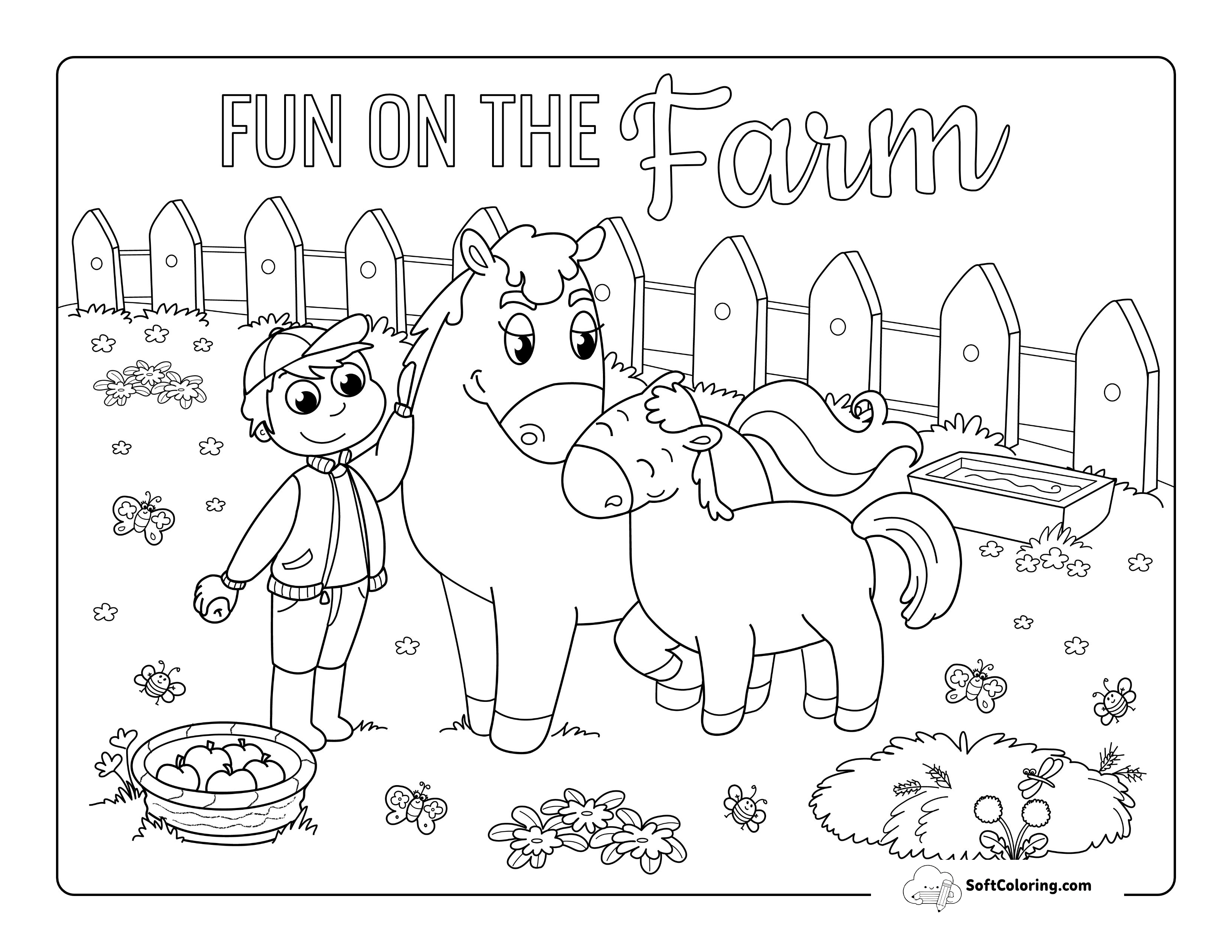 Mother & Baby Pony Coloring Sheet For Kids