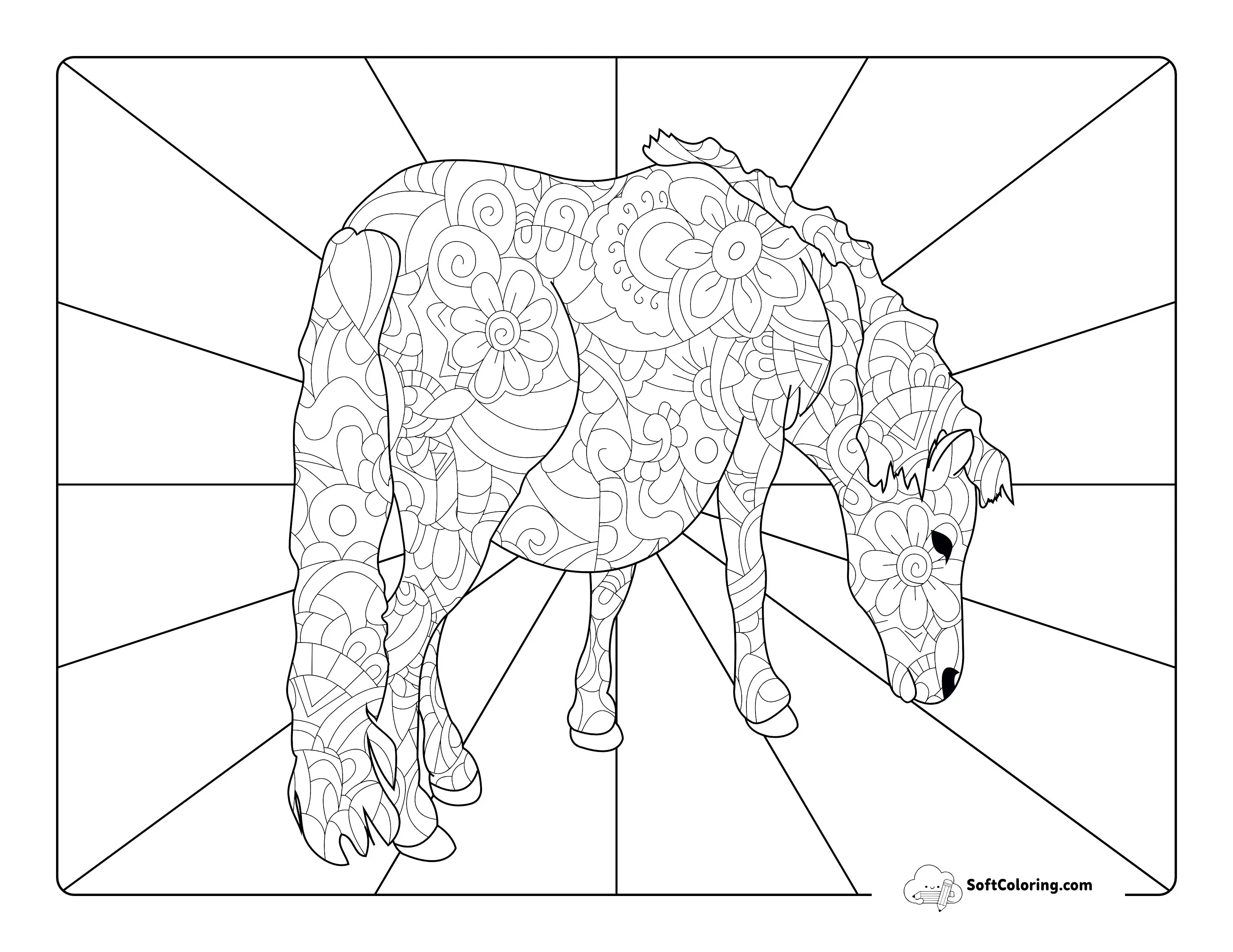 Grazing Pony Coloring Sheet For Adults