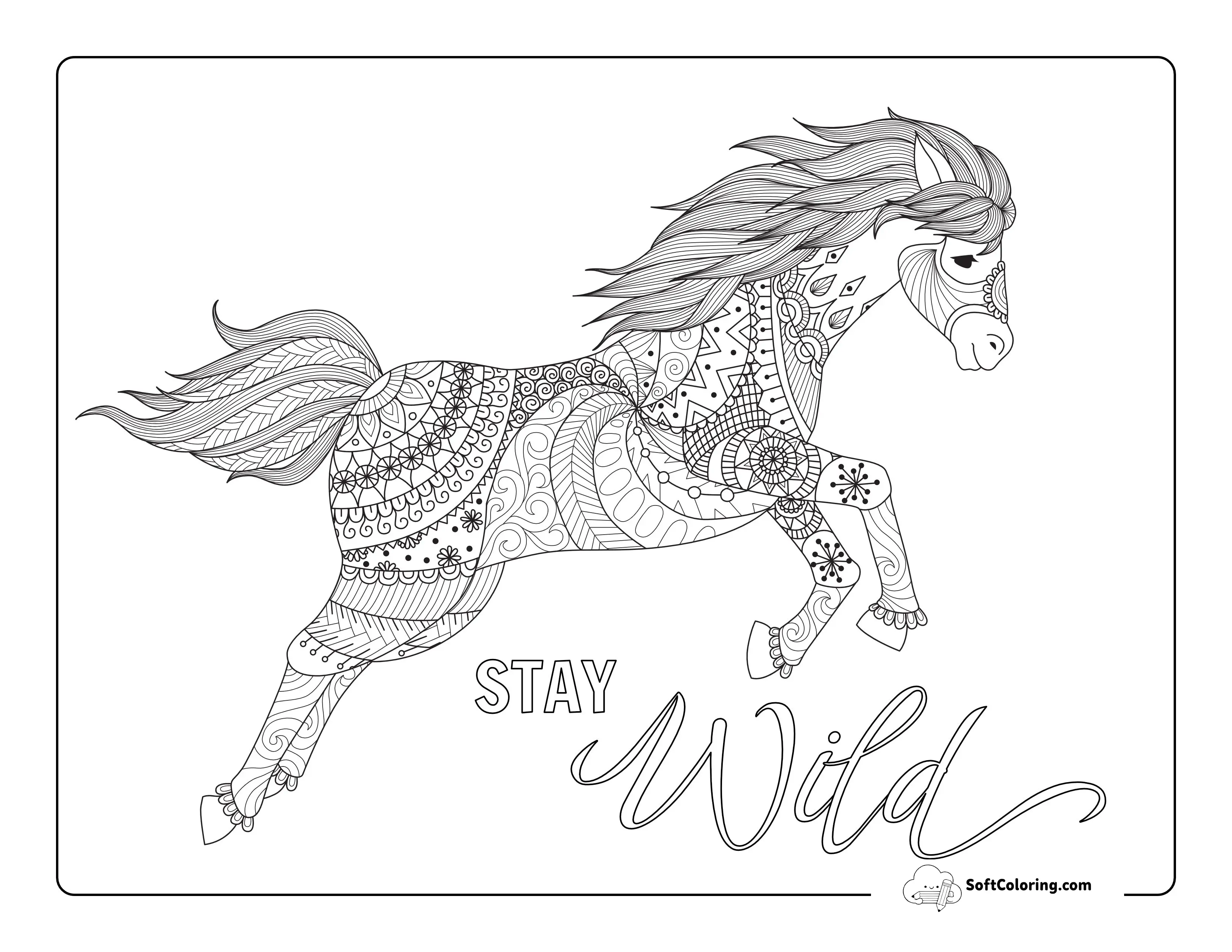 Jumping Spirit Horse Zentangle For Adults