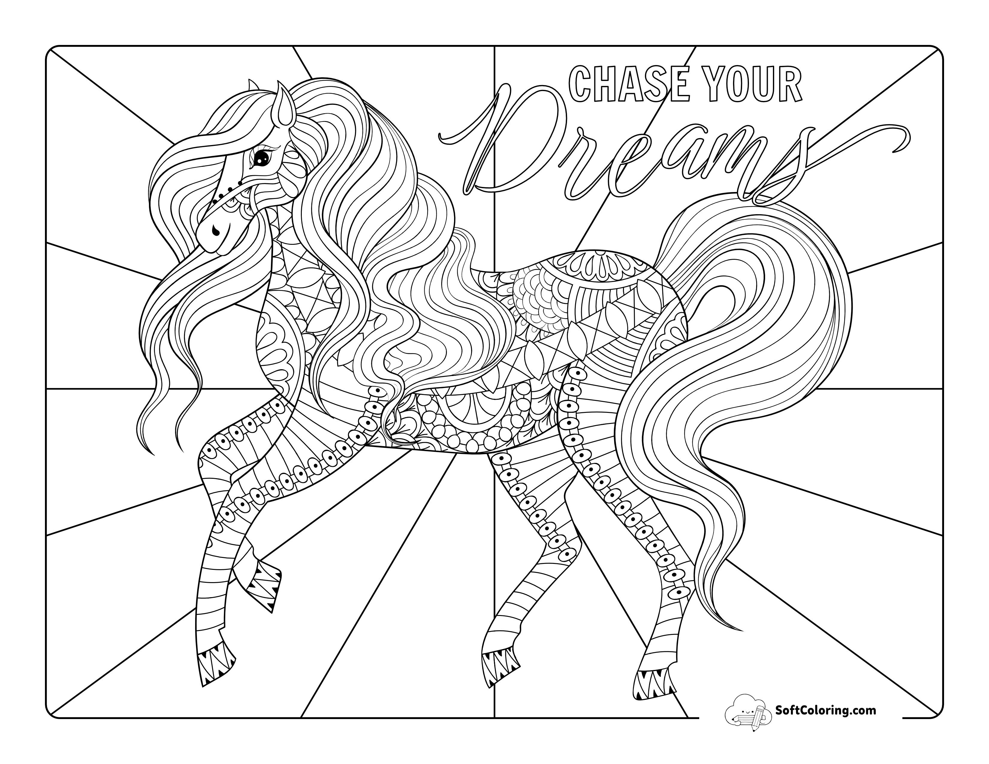 Horse Zentangle Coloring Page