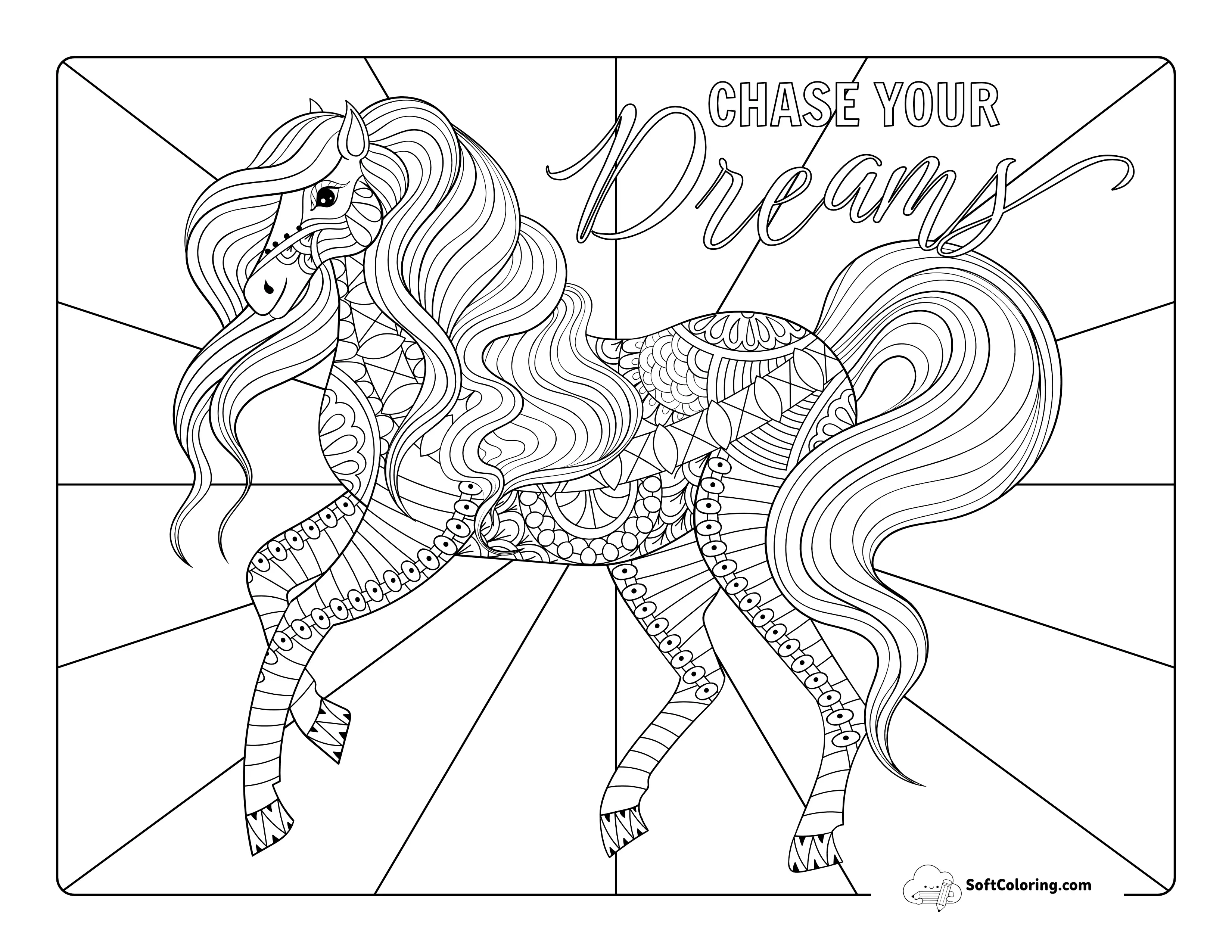 Horse Zentangle Coloring Page