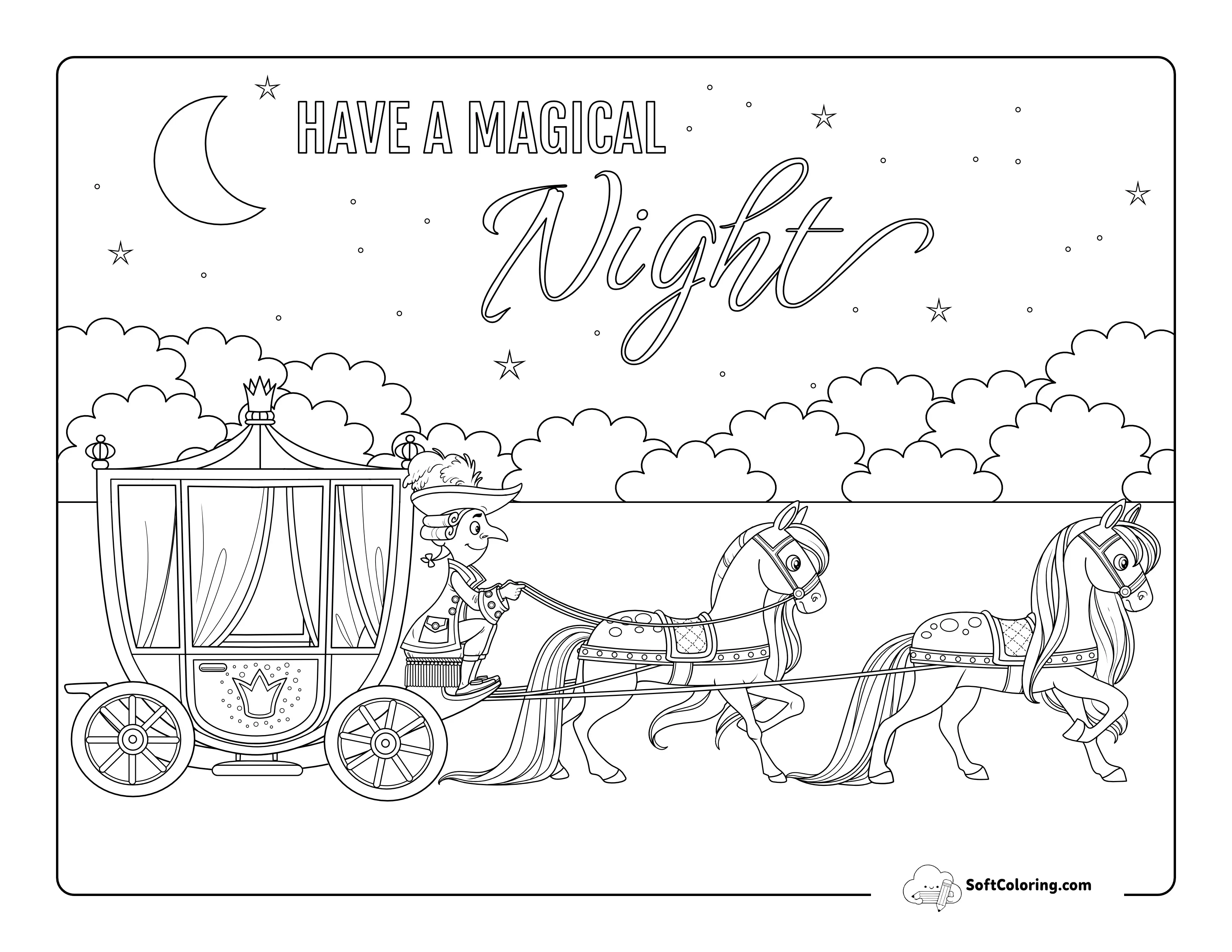 Horse-Drawn Carriage Printable Coloring Page