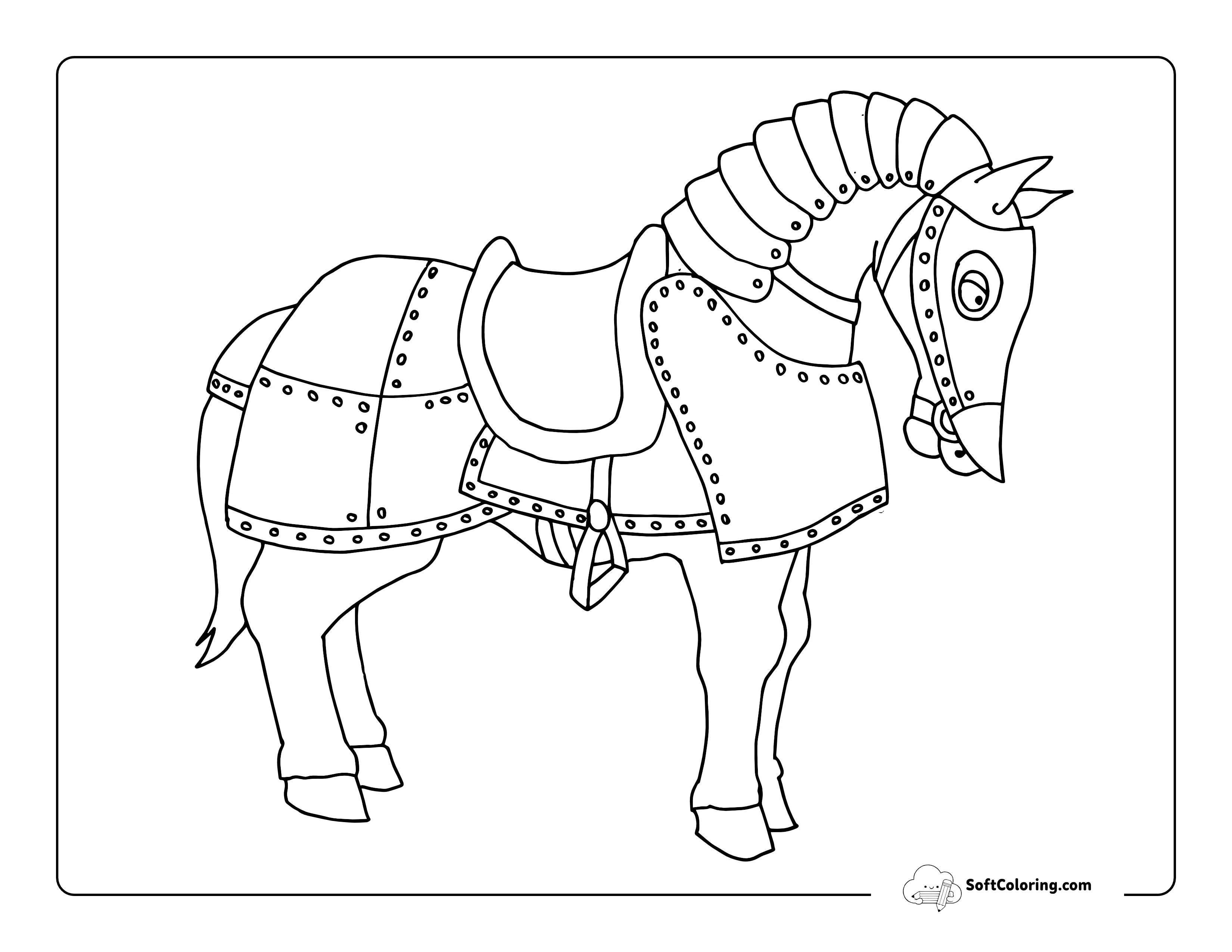 Horse In Armor Coloring Sheet
