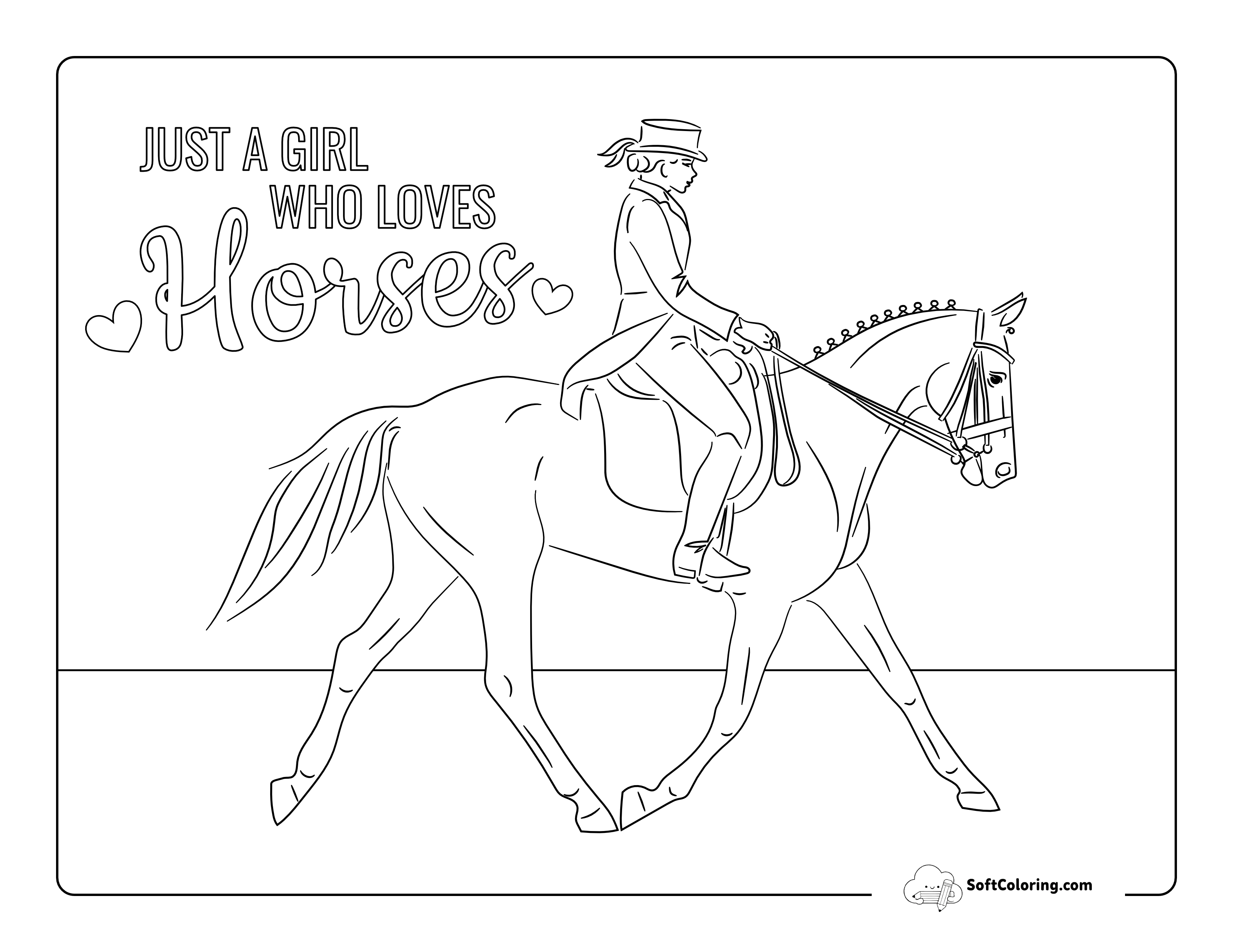 Elegant Lady Riding Horse Picture To Color